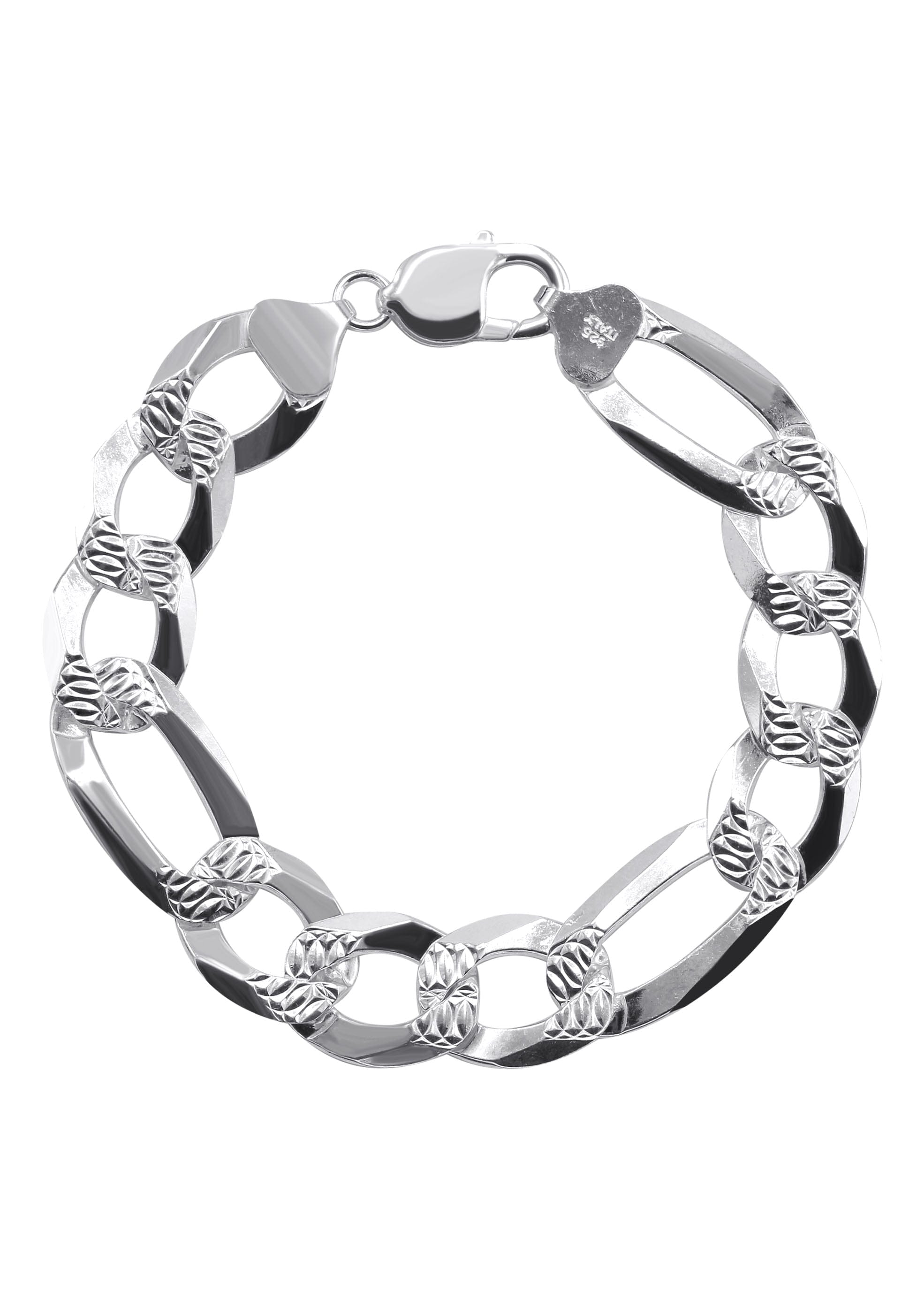Manufacturer 43 Silver Diamond Cut Figaro Bracelet