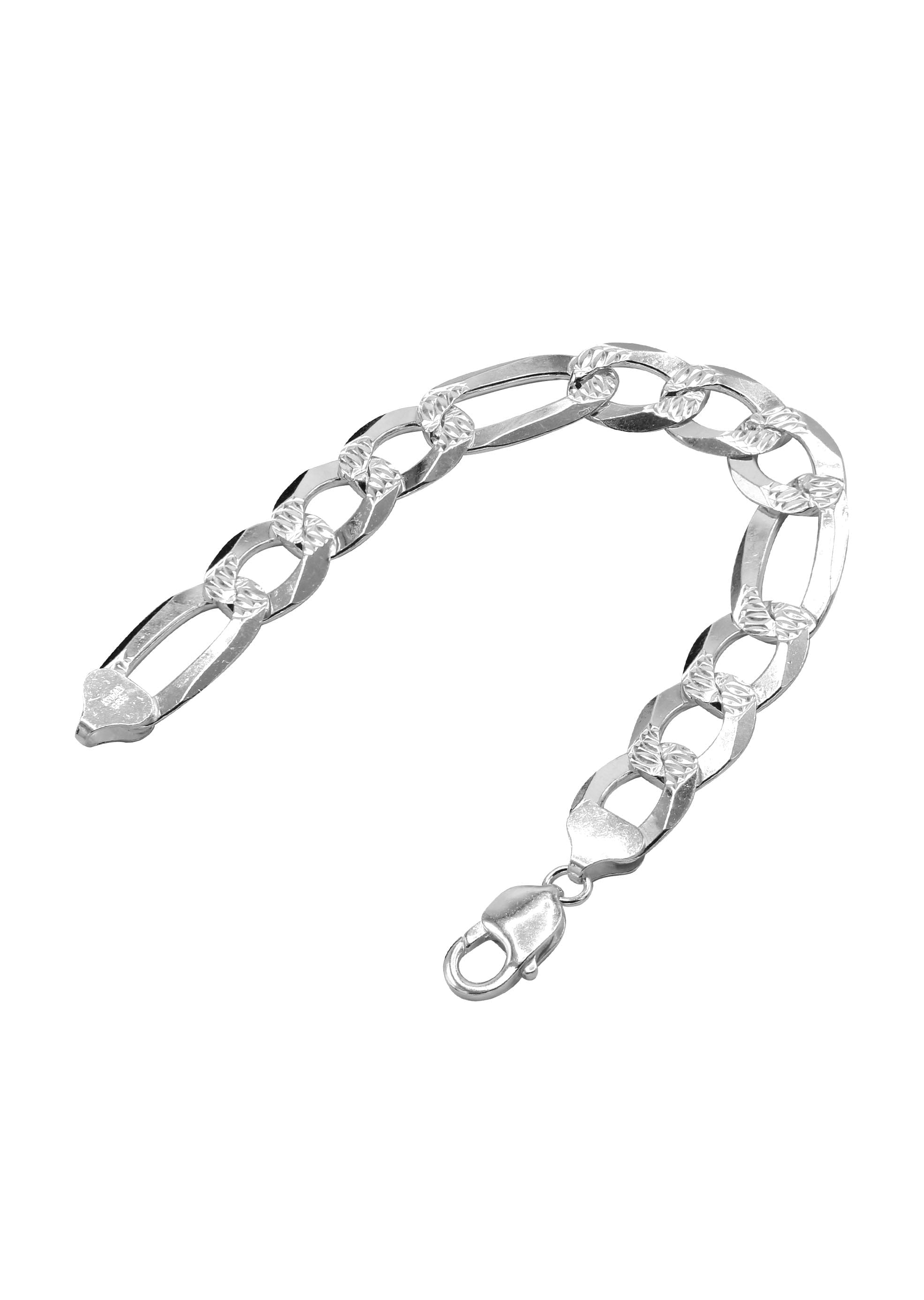 Manufacturer 43 Silver Diamond Cut Figaro Bracelet