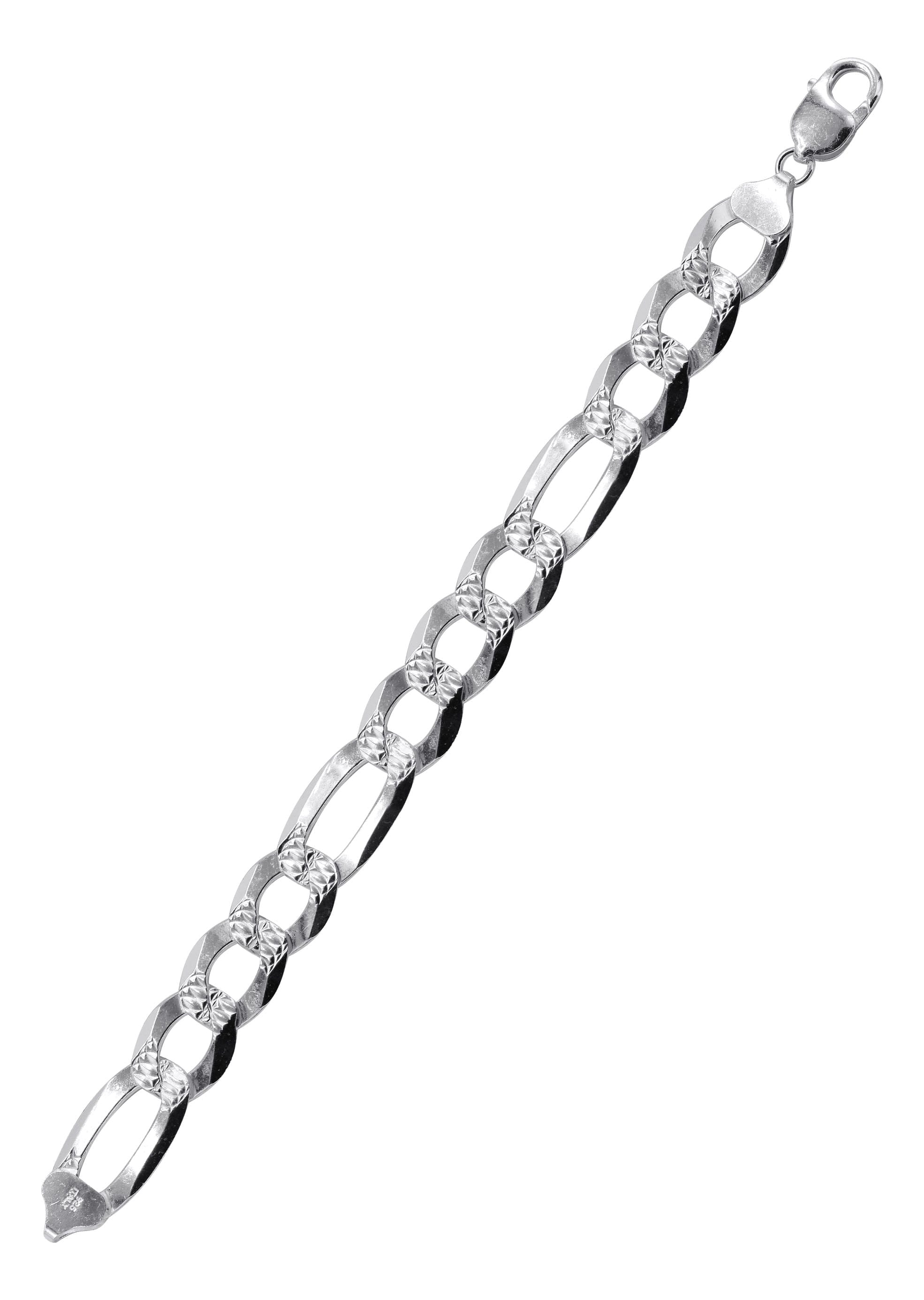 Manufacturer 43 Silver Diamond Cut Figaro Bracelet