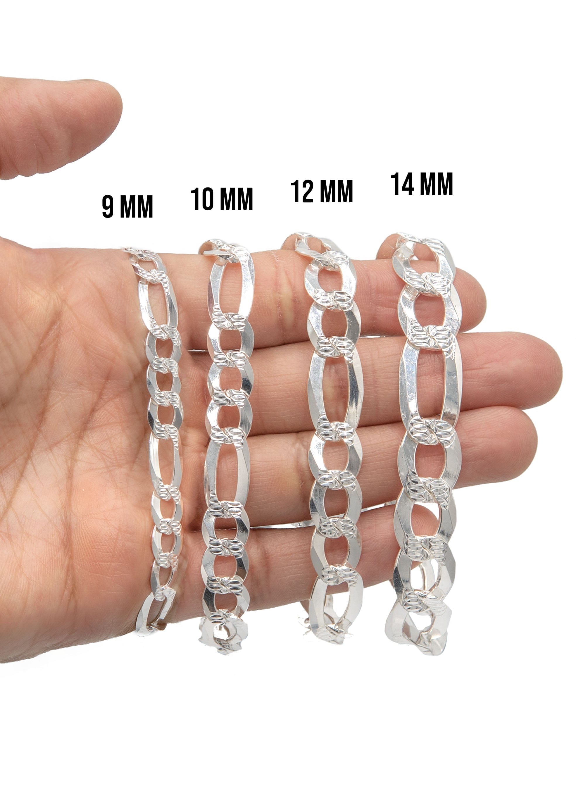 Manufacturer 43 Silver Diamond Cut Figaro Bracelet