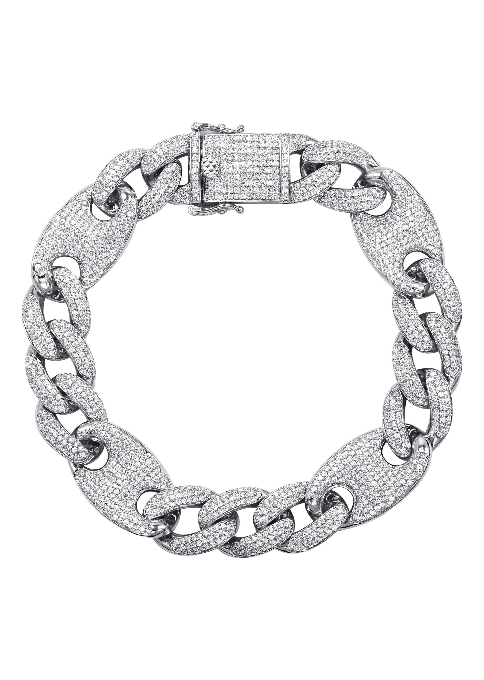 Manufacturer 43 Silver White Ice Figaro Mariner Bracelet