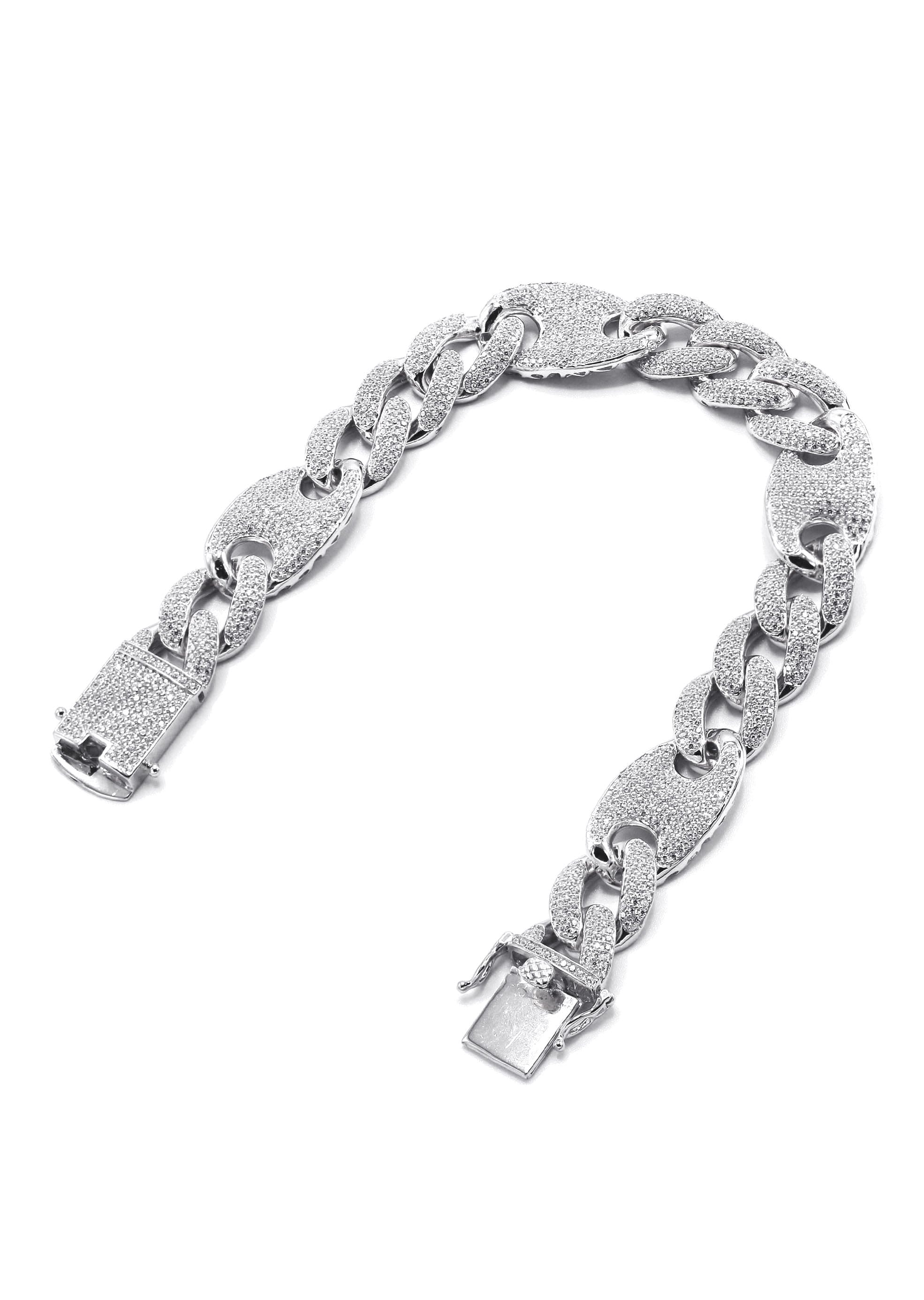 Manufacturer 43 Silver White Ice Figaro Mariner Bracelet