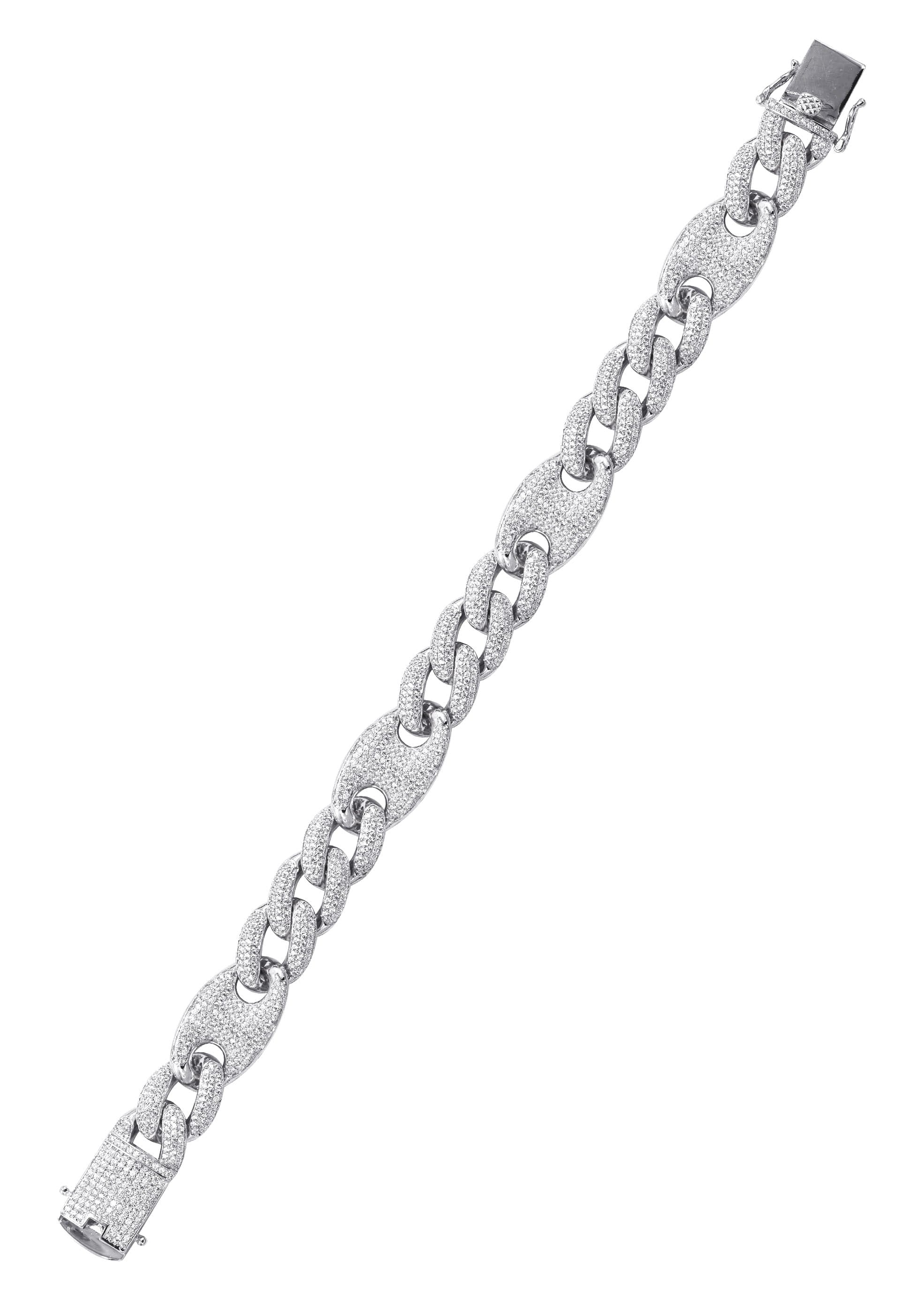 Manufacturer 43 Silver White Ice Figaro Mariner Bracelet