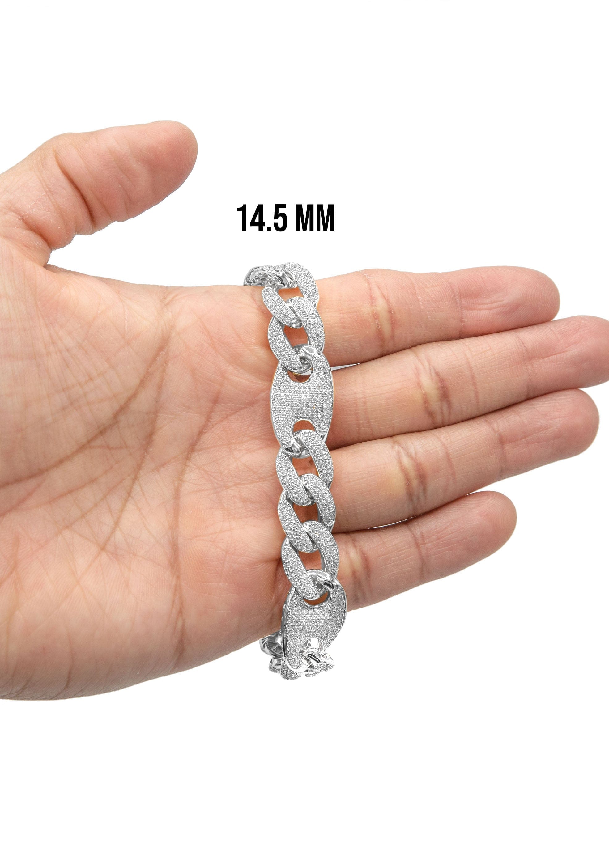 Manufacturer 43 Silver White Ice Figaro Mariner Bracelet