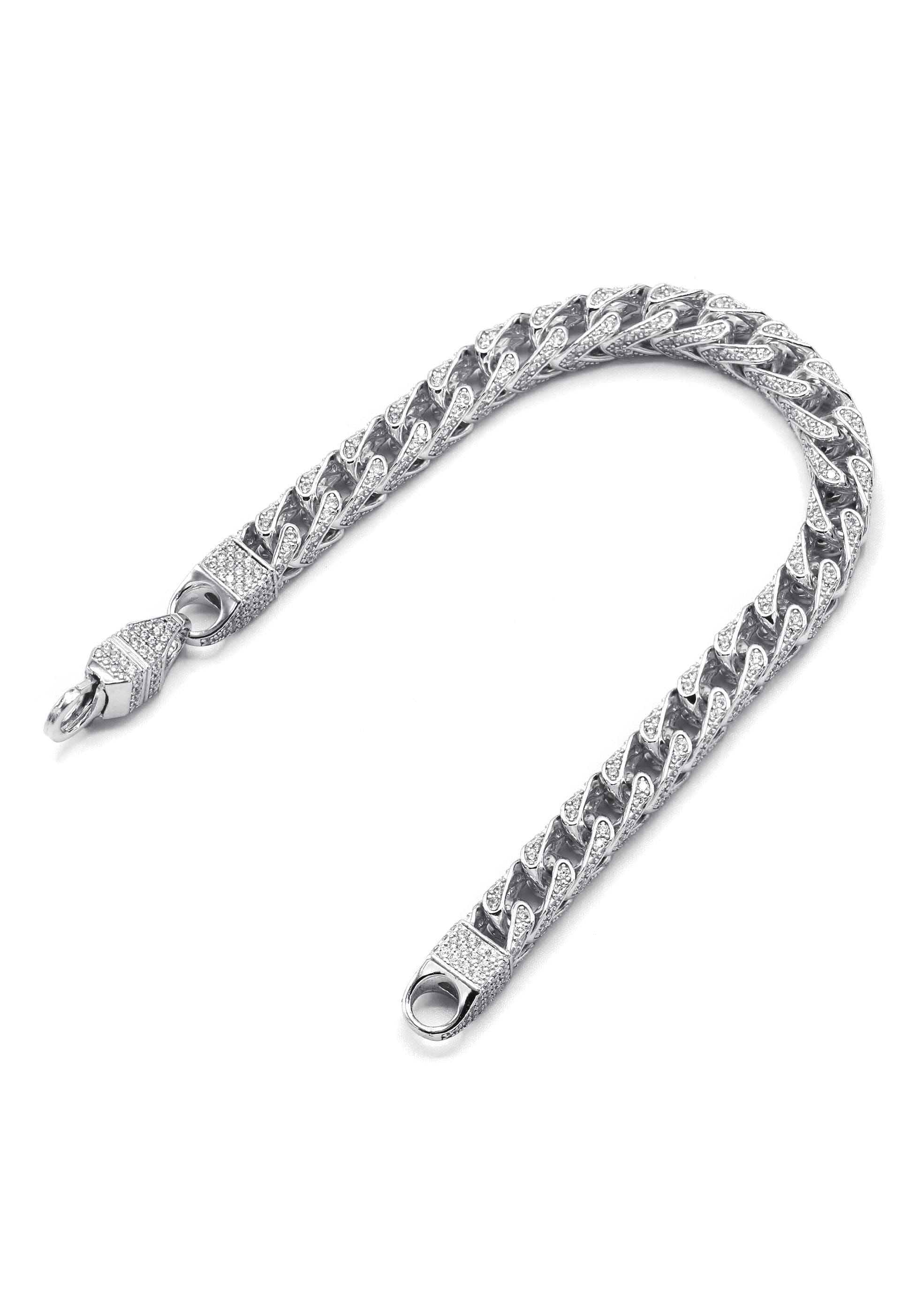 Manufacturer 43 Silver Iced Franco Bracelet