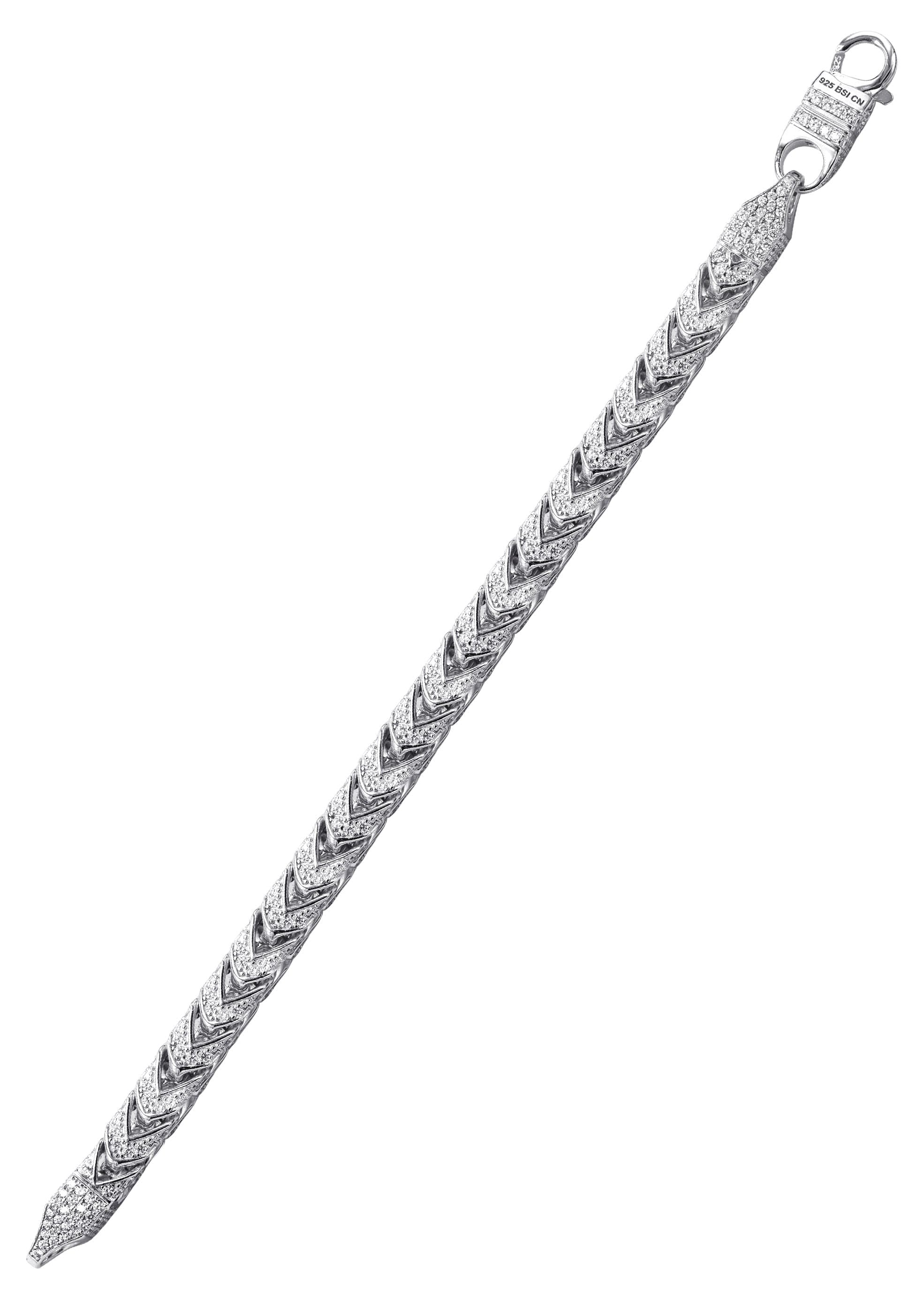 Manufacturer 43 Silver Iced Franco Bracelet
