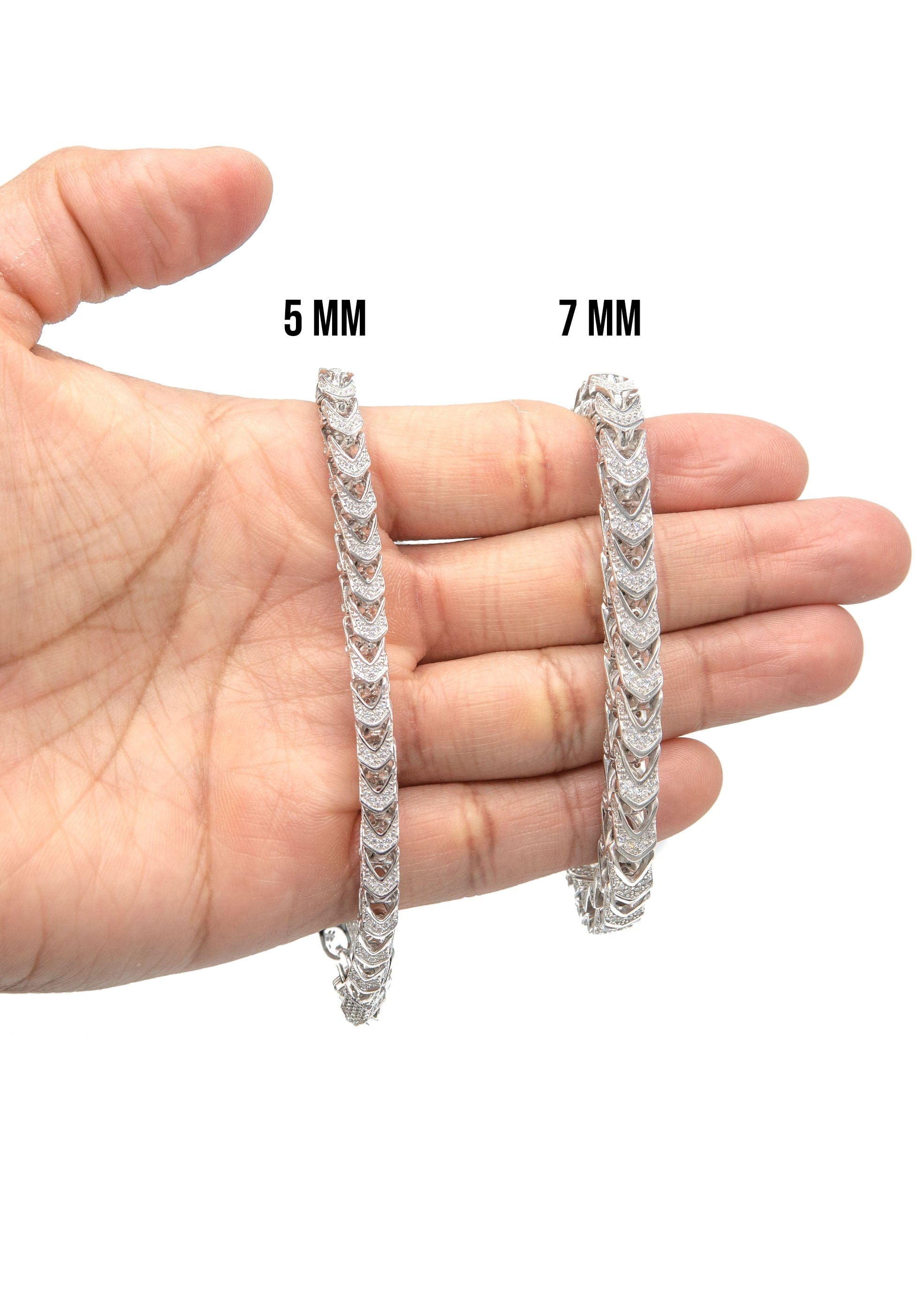 Manufacturer 43 Silver Iced Franco Bracelet