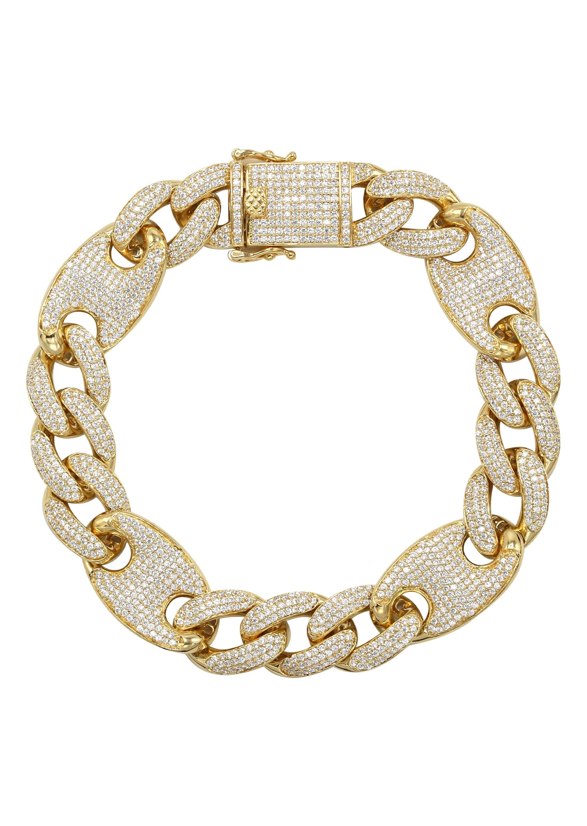 Manufacturer 43 Silver Gold Iced Out Puff Curb Bracelet