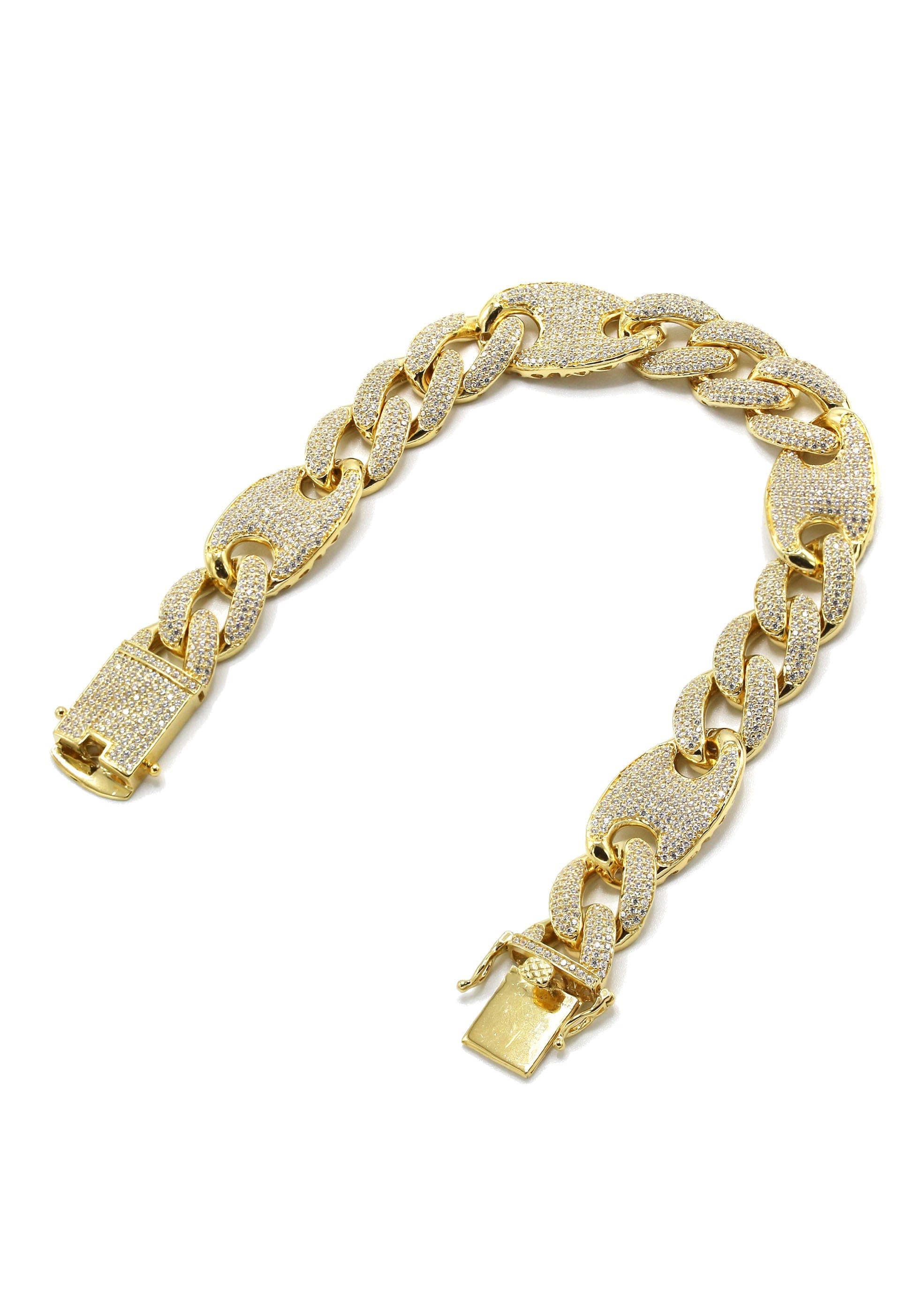 Manufacturer 43 Silver Gold Iced Out Puff Curb Bracelet