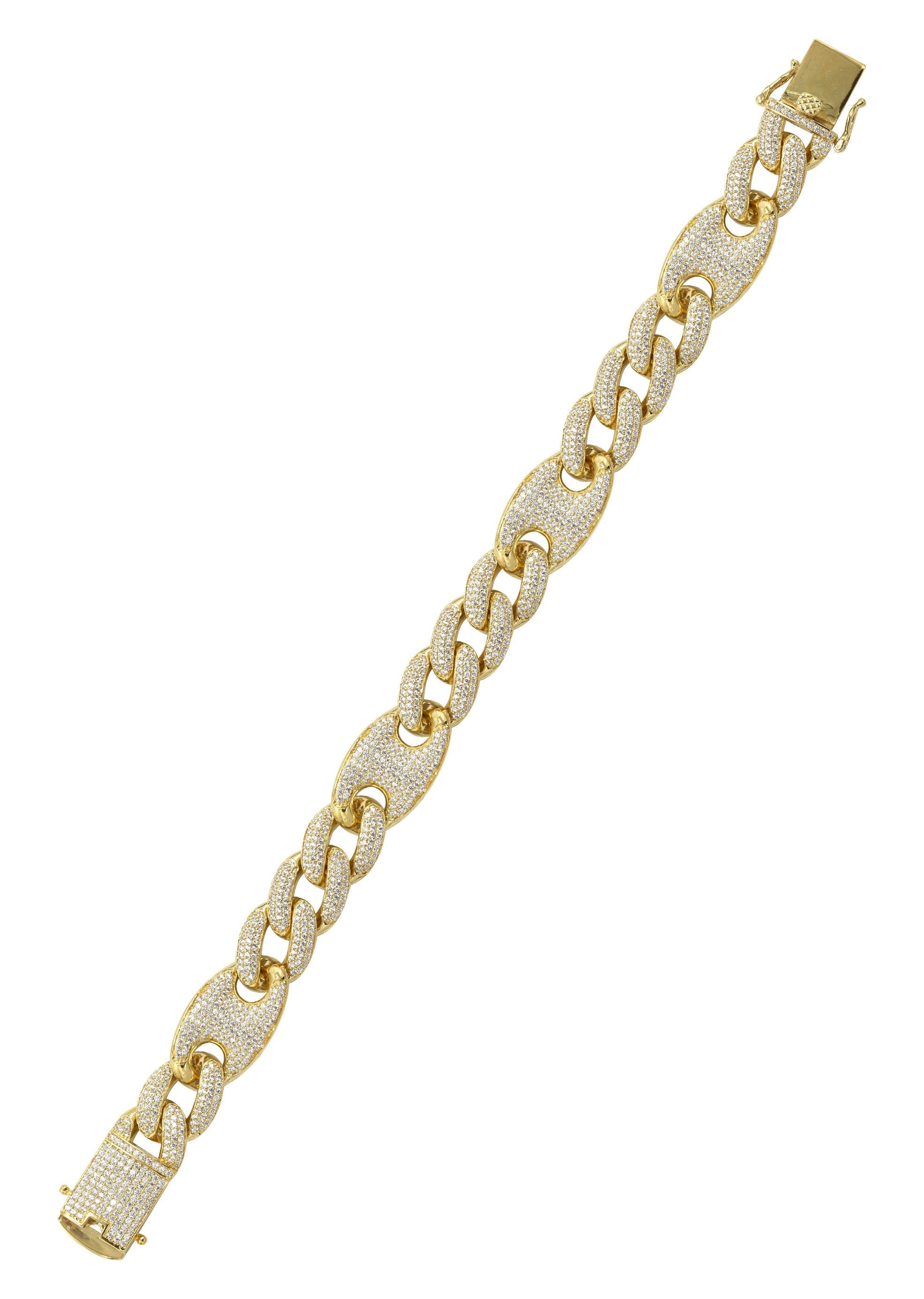 Manufacturer 43 Silver Gold Iced Out Puff Curb Bracelet