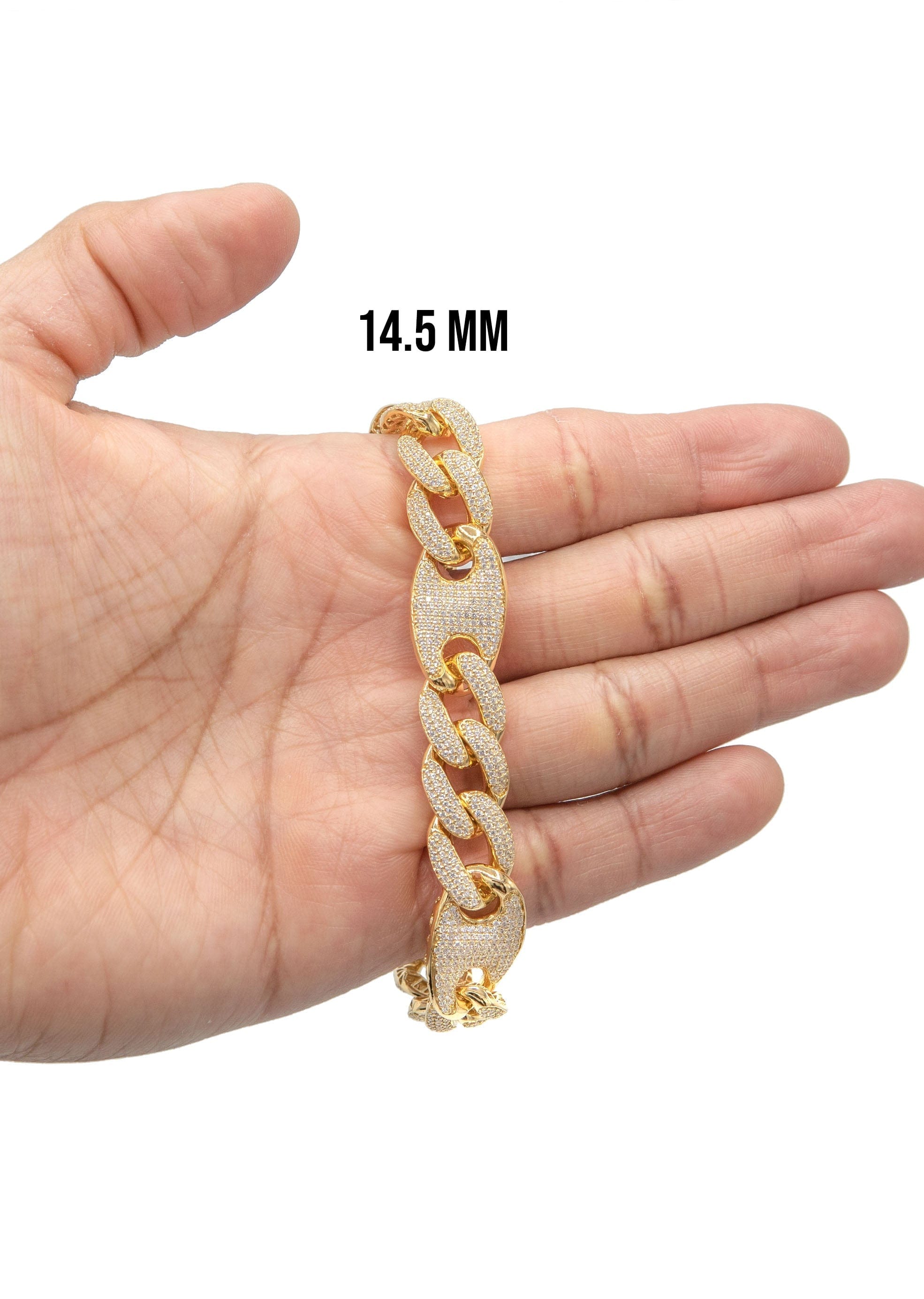 Manufacturer 43 Silver Gold Iced Out Puff Curb Bracelet