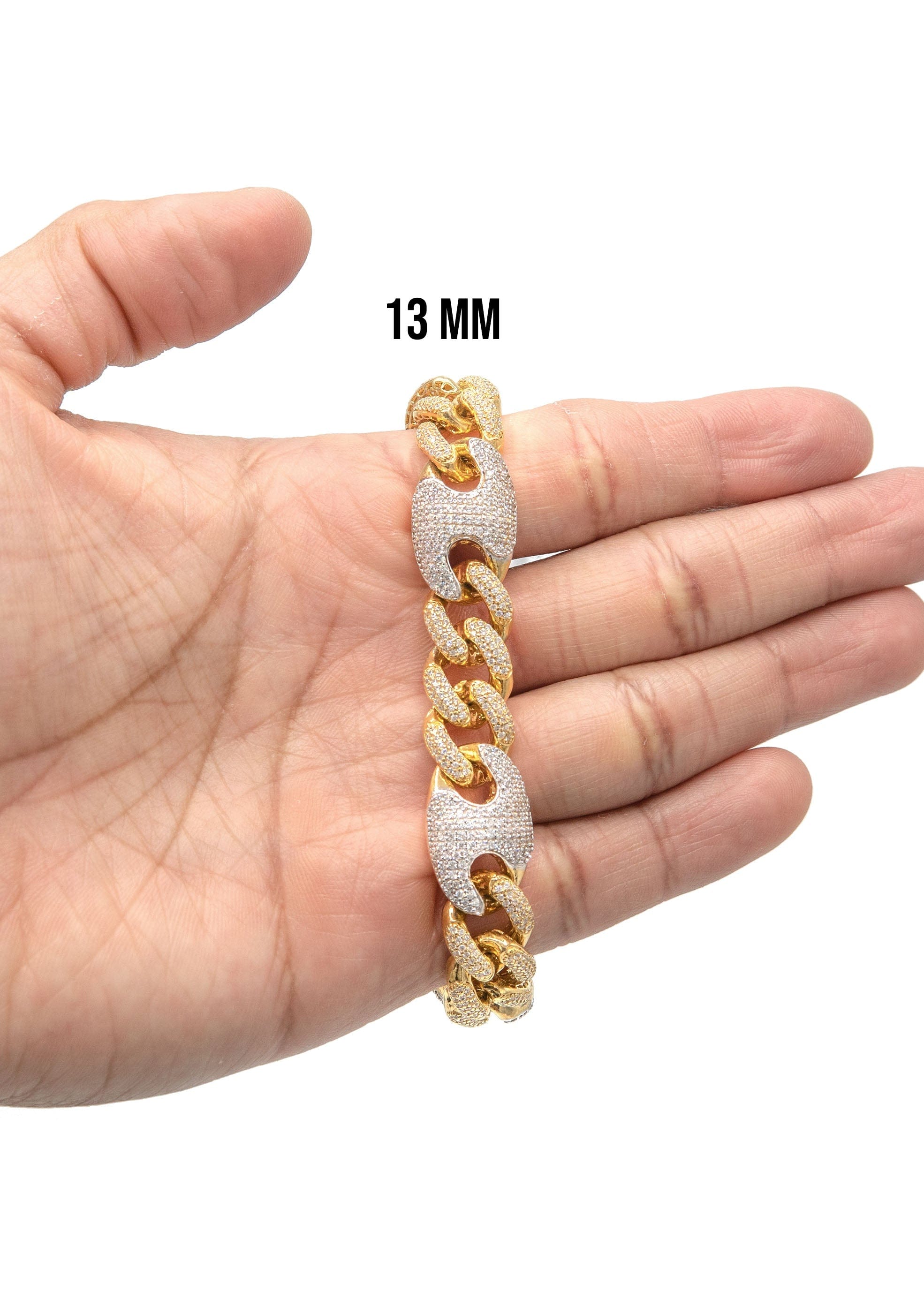 Manufacturer 43 Silver Gold Iced Out Cuban Mariner Bracelet
