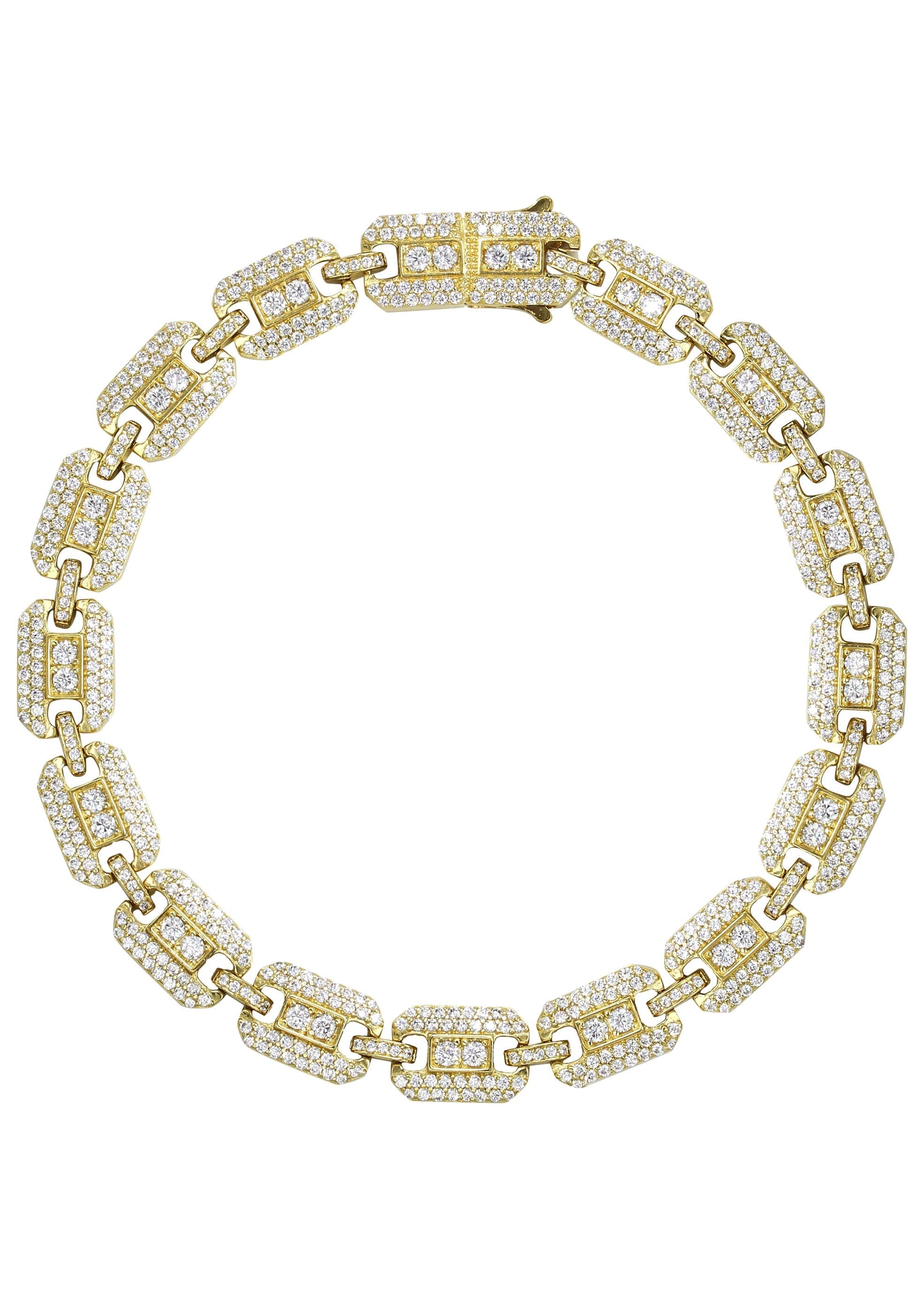 Manufacturer 43 Silver Gold Ice Square Link Bracelet