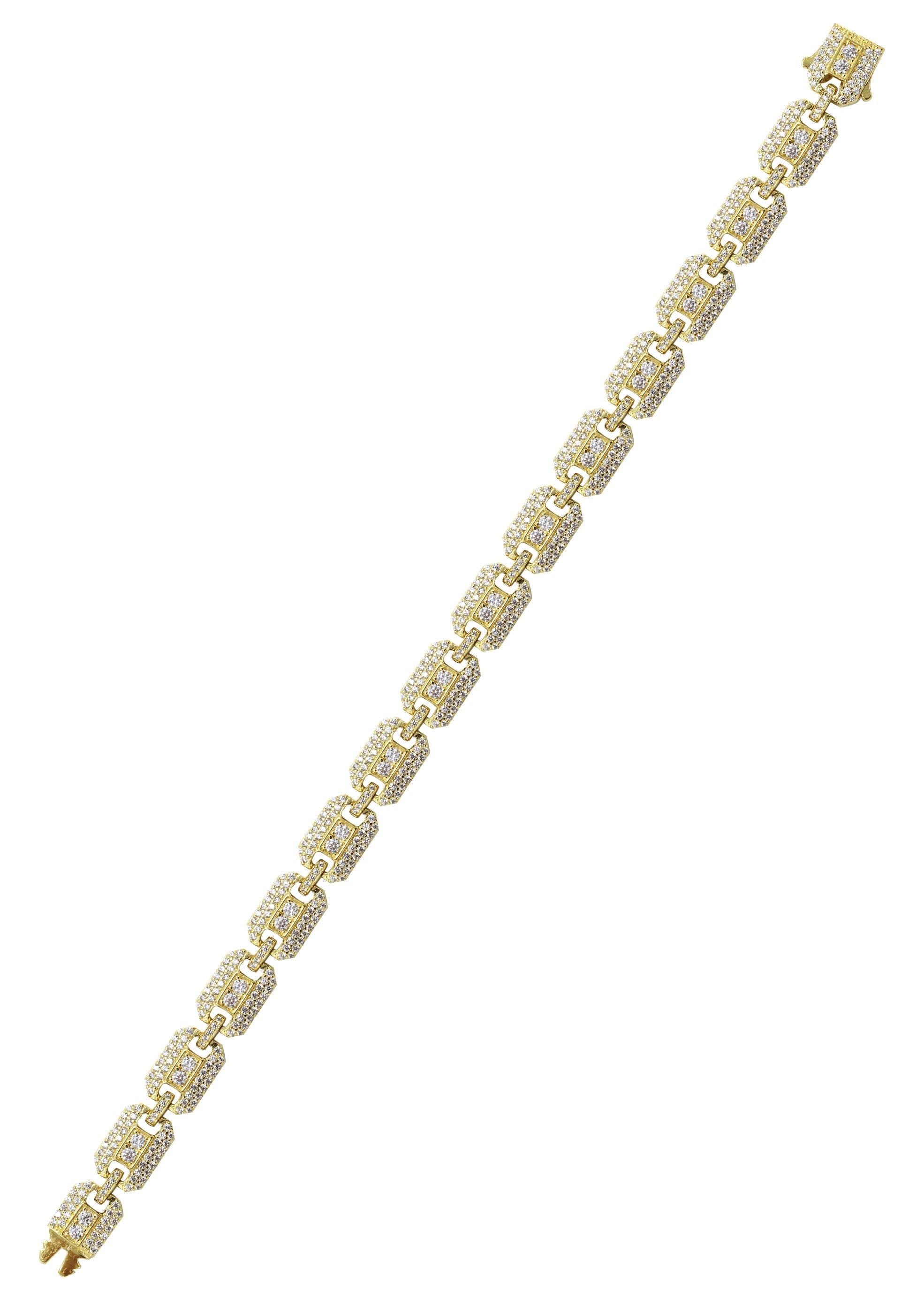 Manufacturer 43 Silver Gold Ice Square Link Bracelet
