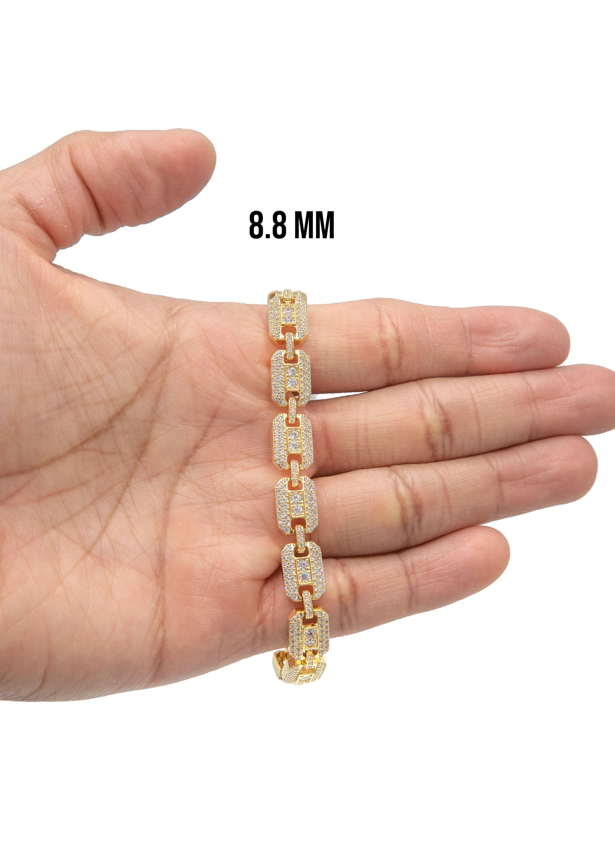 Manufacturer 43 Silver Gold Ice Square Link Bracelet