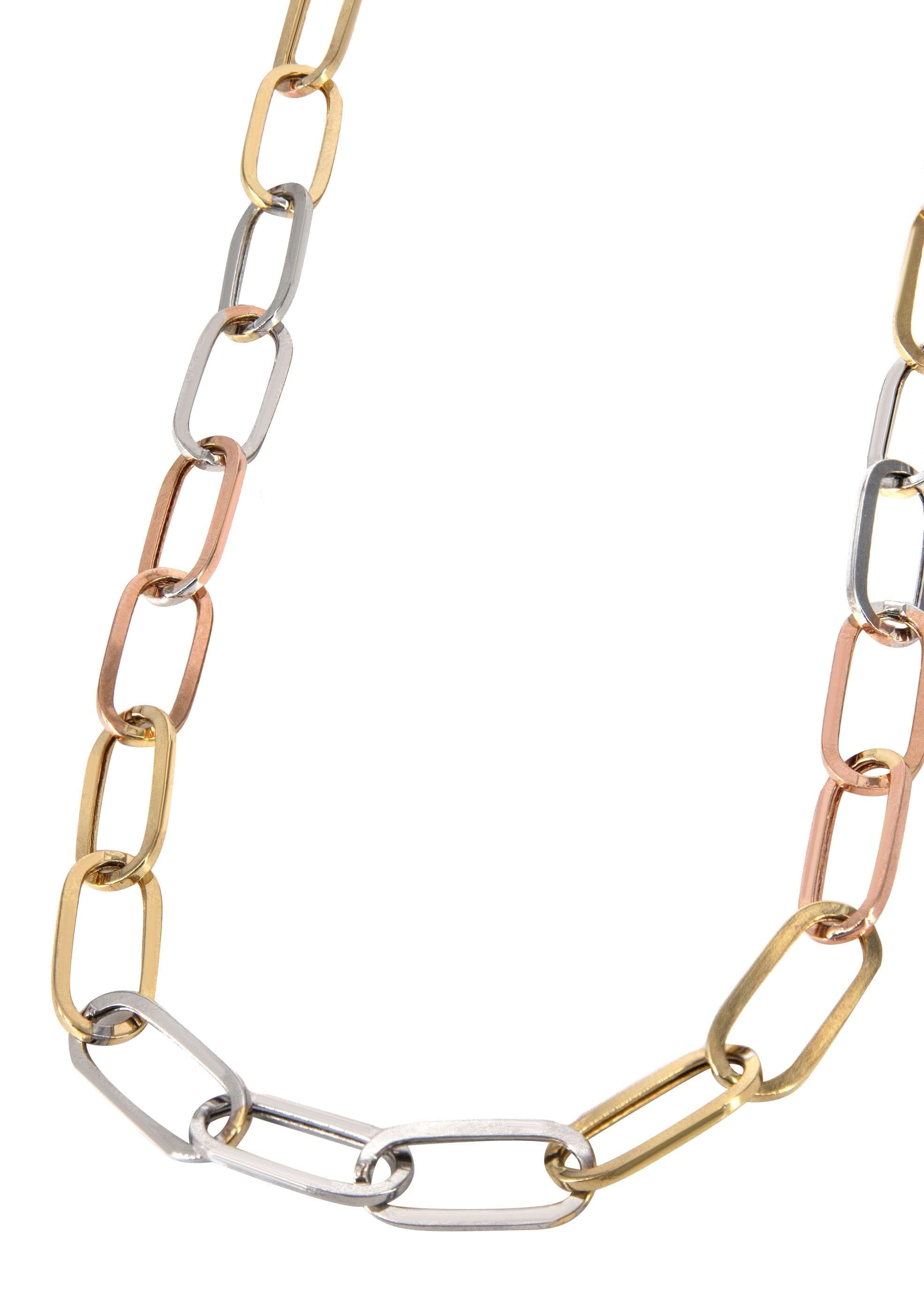 Manufacturer 41 Semi Solid Tri Color Paper Clip Gold Chain 14K