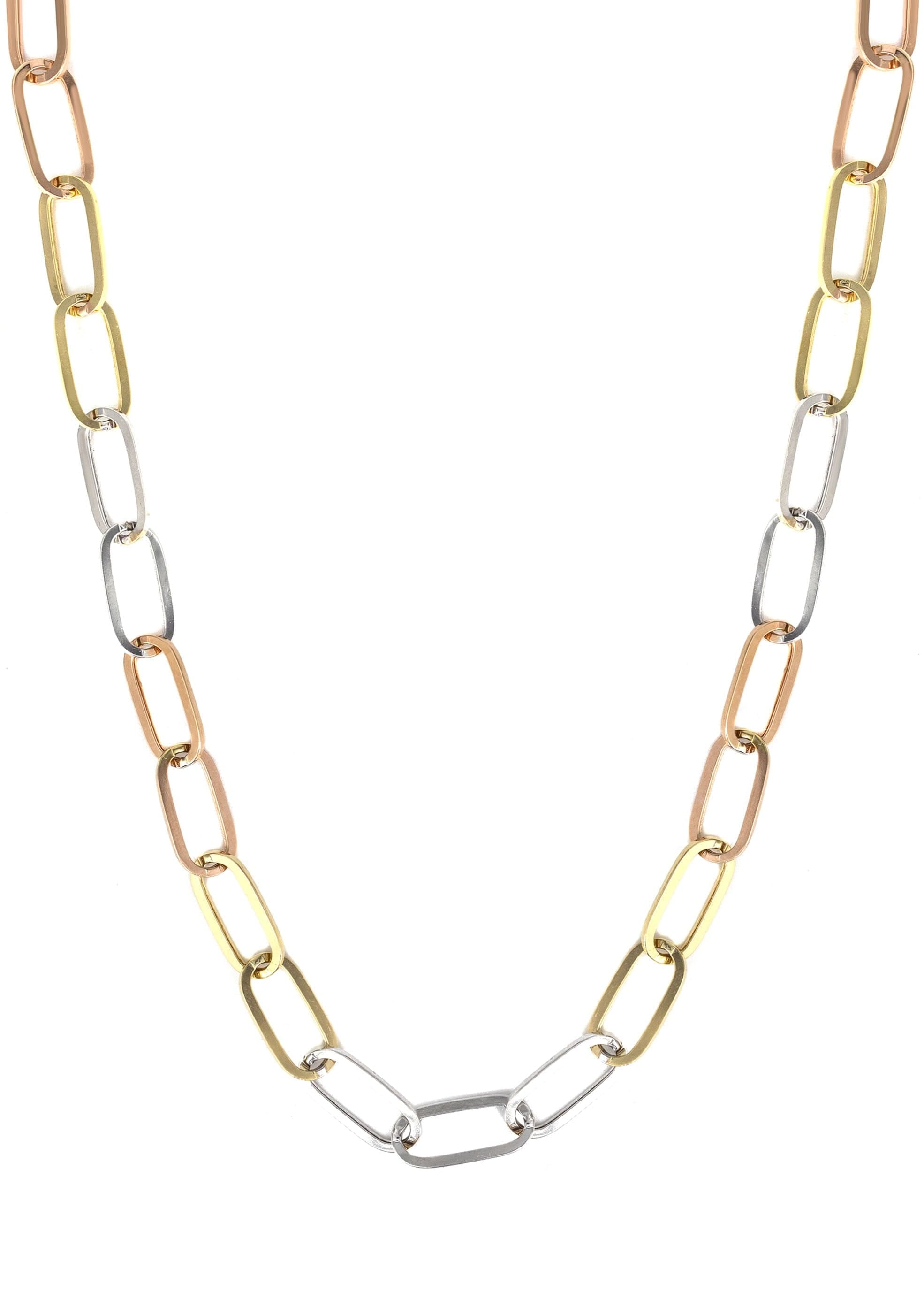 Manufacturer 41 Semi Solid Tri Color Paper Clip Gold Chain 14K