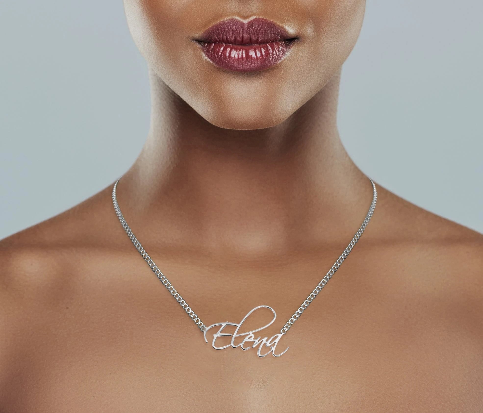 Manufacturer 16 14K Gold Plain White Gold Name Plate Necklace | Style #76