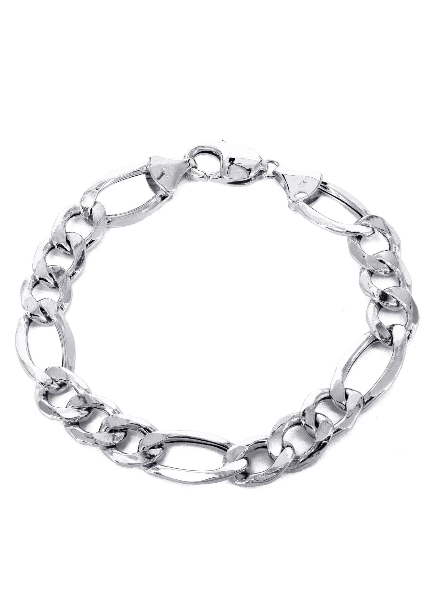 Manufacturer 5 Semi Solid Womens Figaro Bracelet 10K White Gold