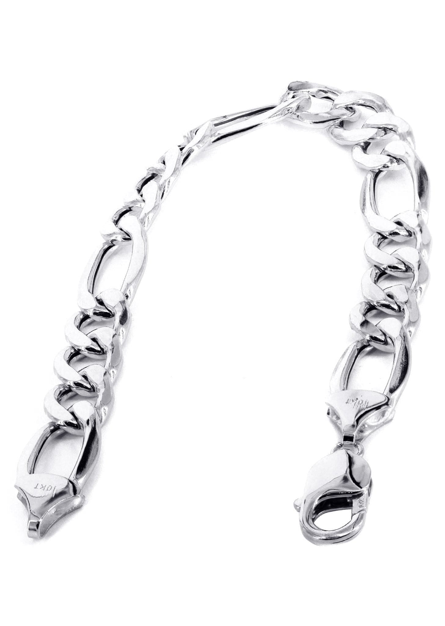Manufacturer 5 Semi Solid Womens Figaro Bracelet 10K White Gold