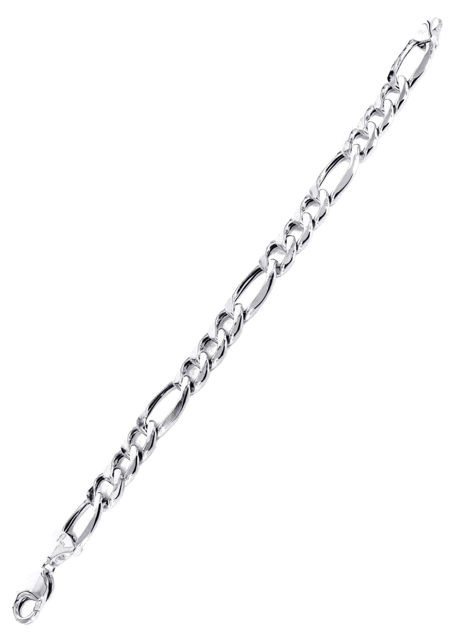 Manufacturer 5 Semi Solid Womens Figaro Bracelet 10K White Gold