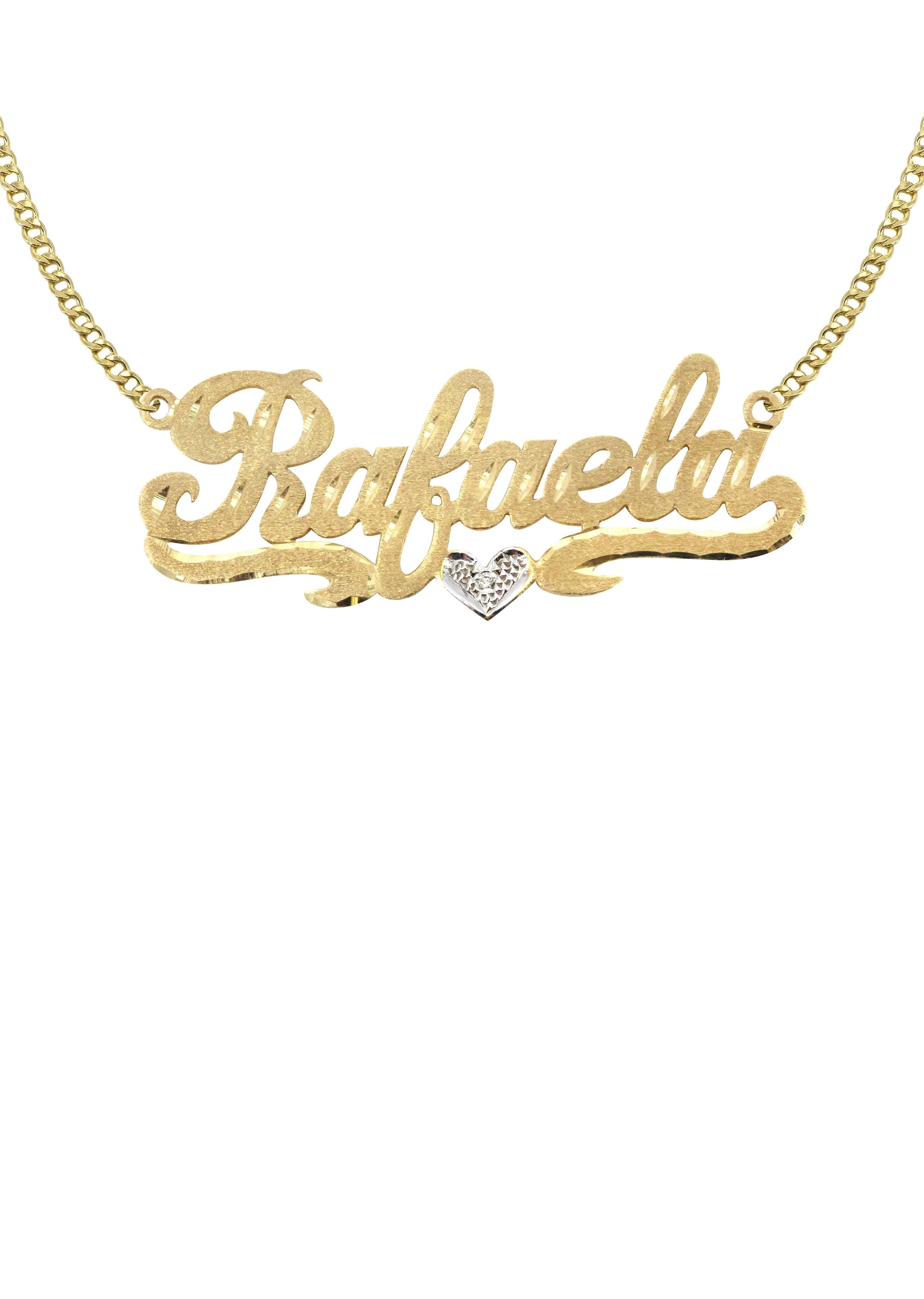 Manufacturer 16 14K Gold Diamond Cut with Diamond Name Plate Necklace | Style #15