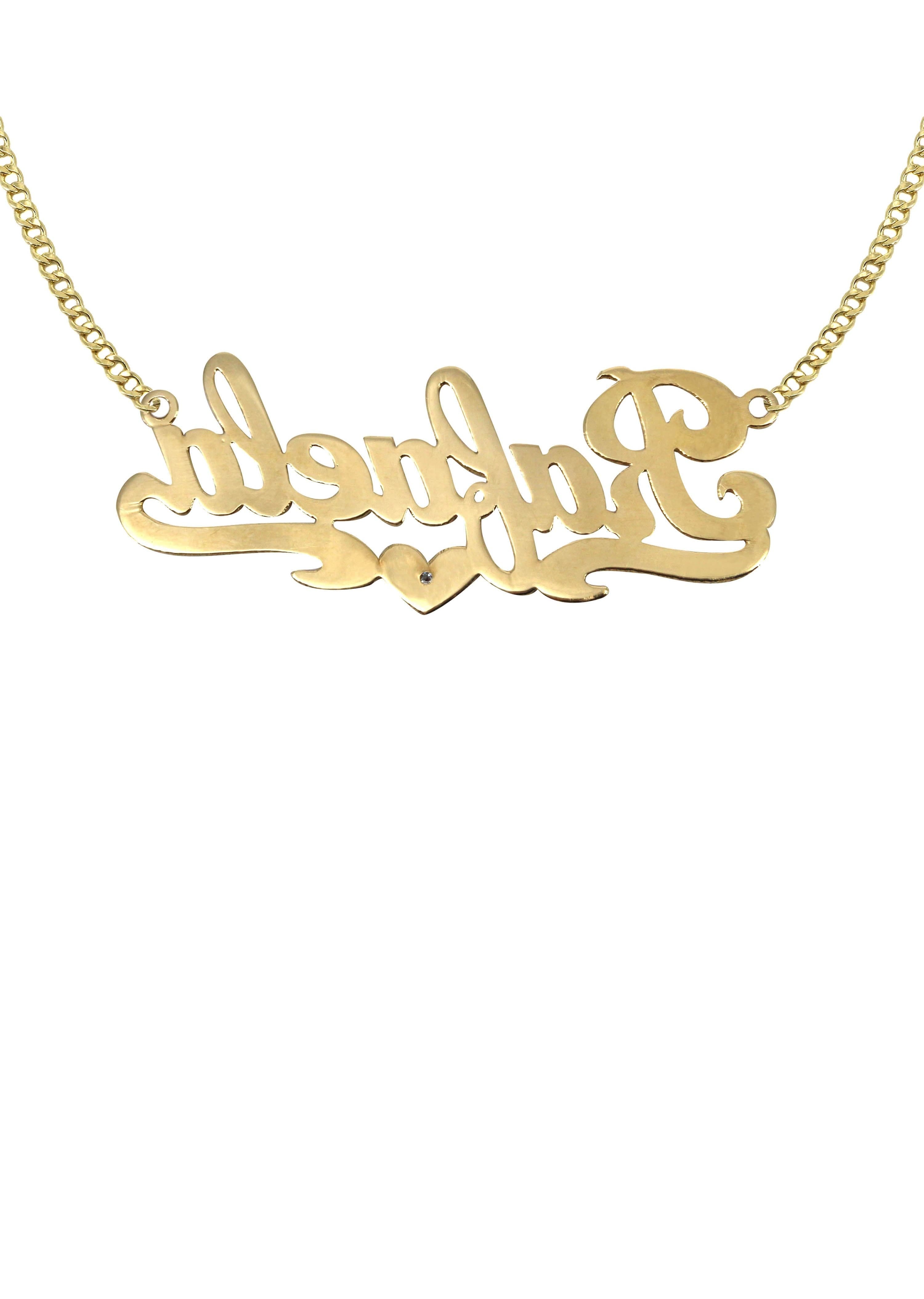 Manufacturer 16 14K Gold Diamond Cut with Diamond Name Plate Necklace | Style #15
