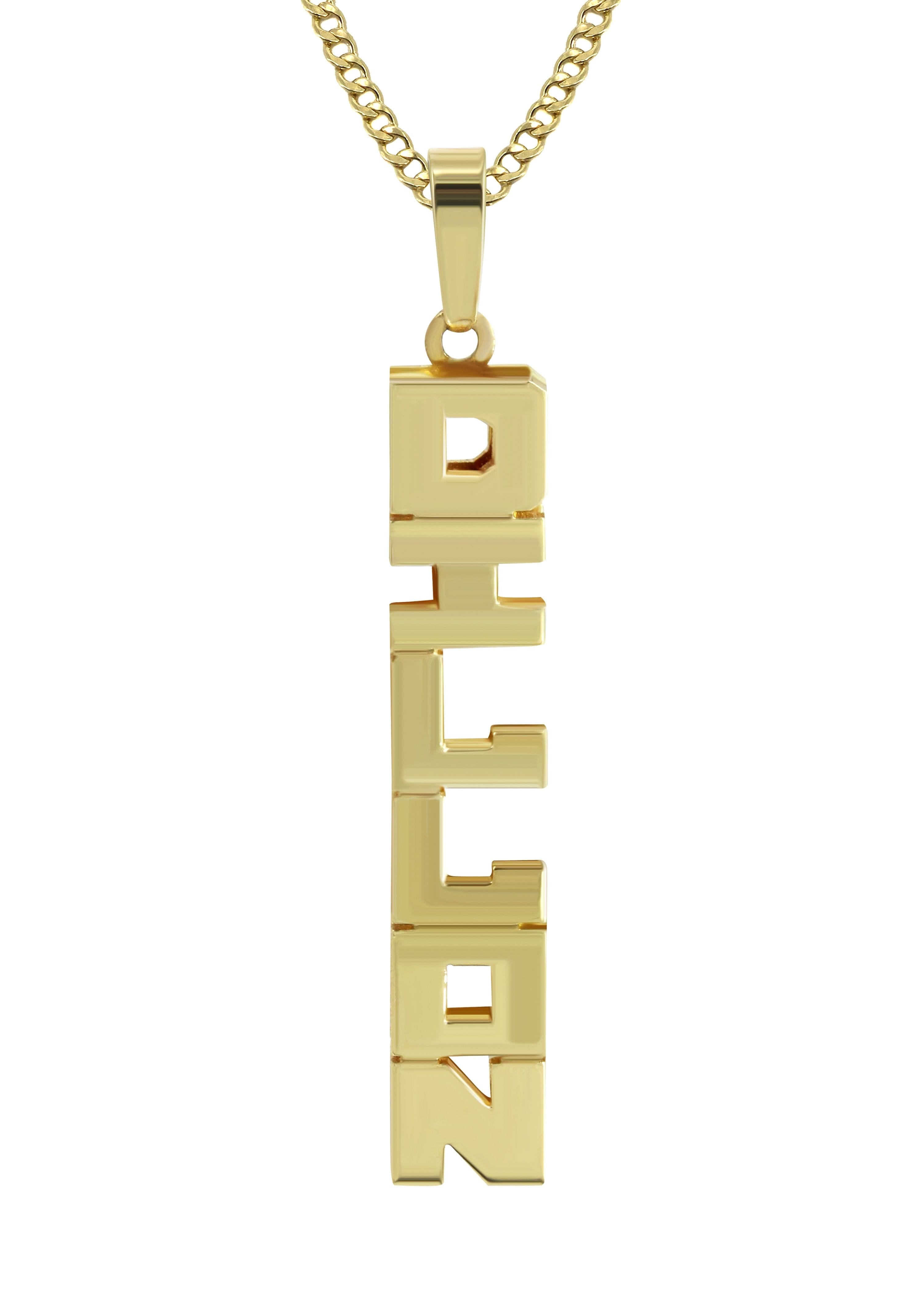 Manufacturer 16 14K Gold Vertical Text Name Plate Necklace | Style #55