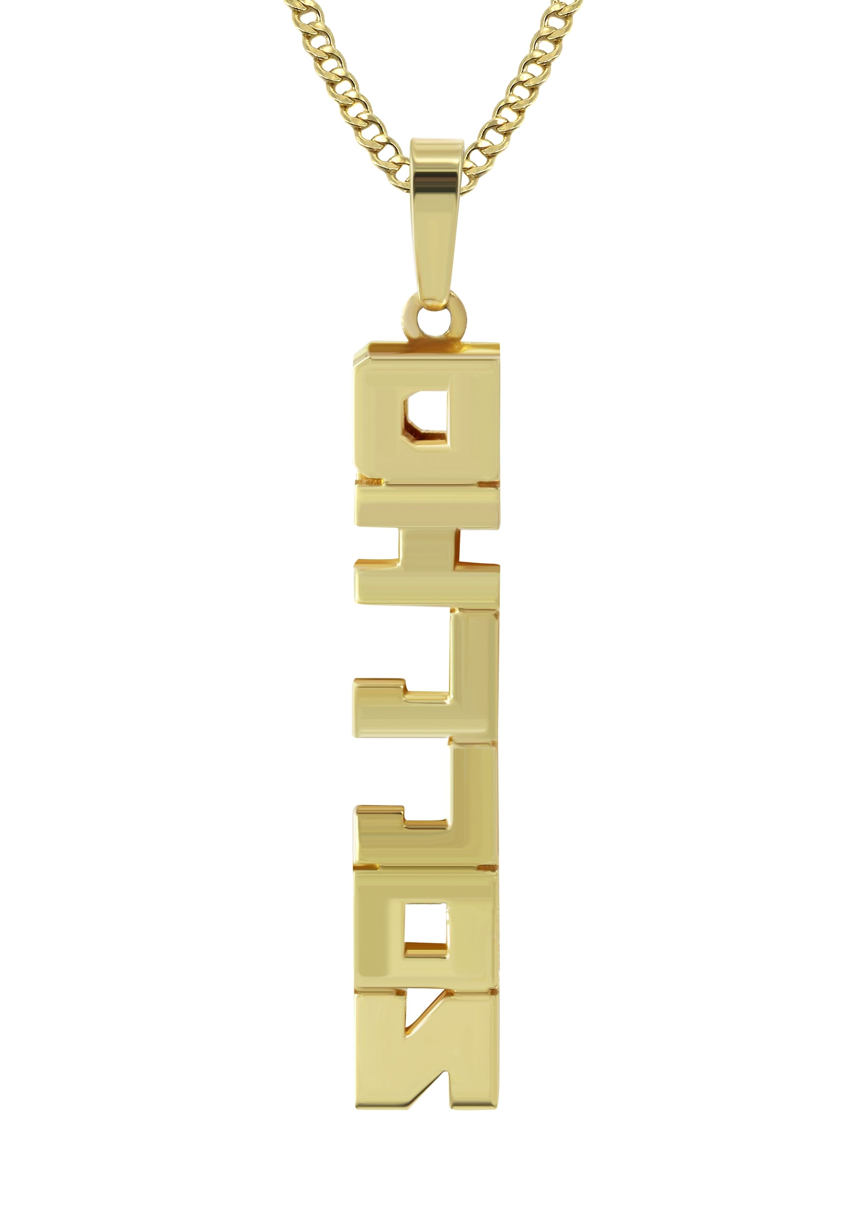 Manufacturer 16 14K Gold Vertical Text Name Plate Necklace | Style #55