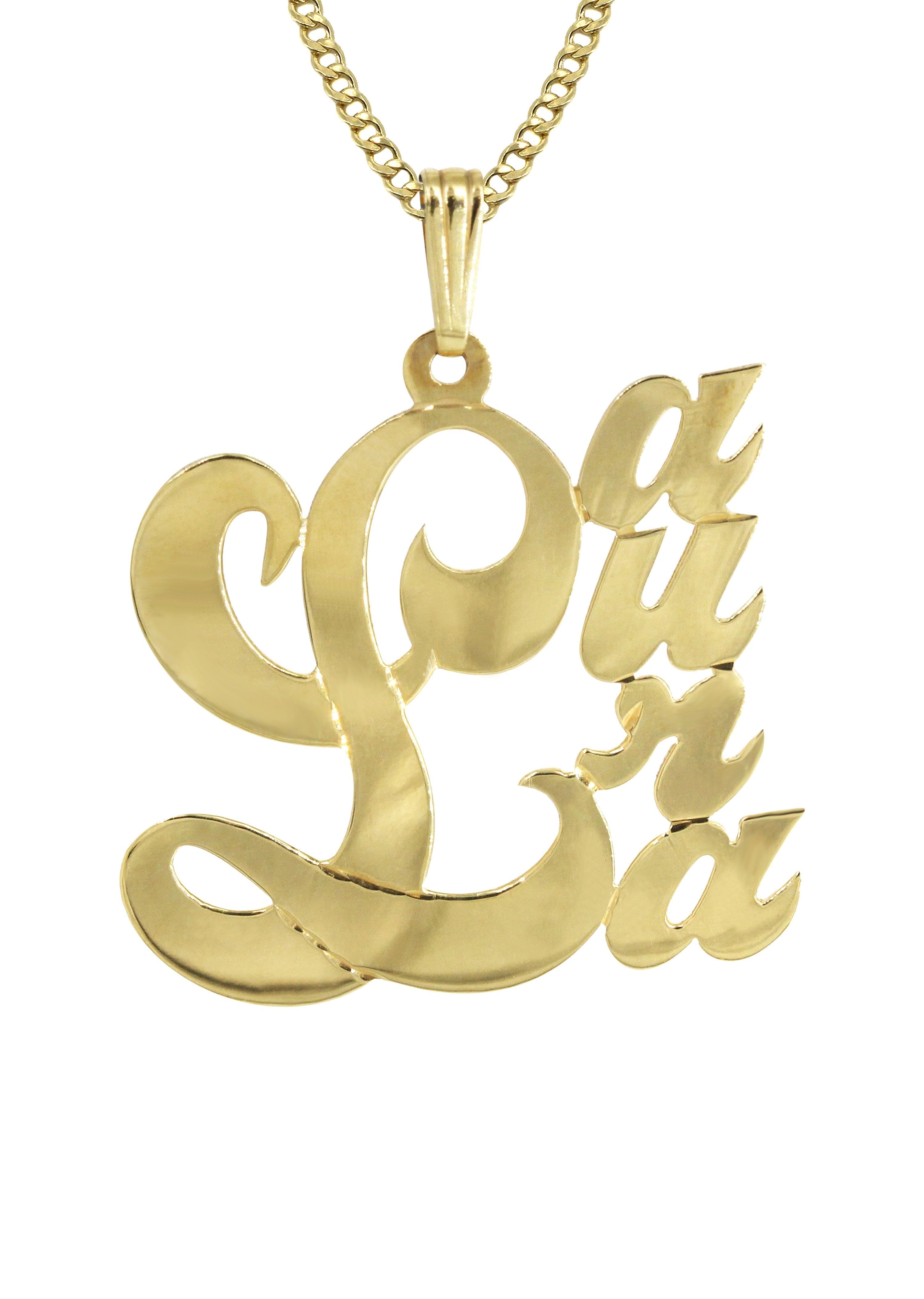 Manufacturer 16 14K Gold Big Letter Name Plate Necklace | Style #66