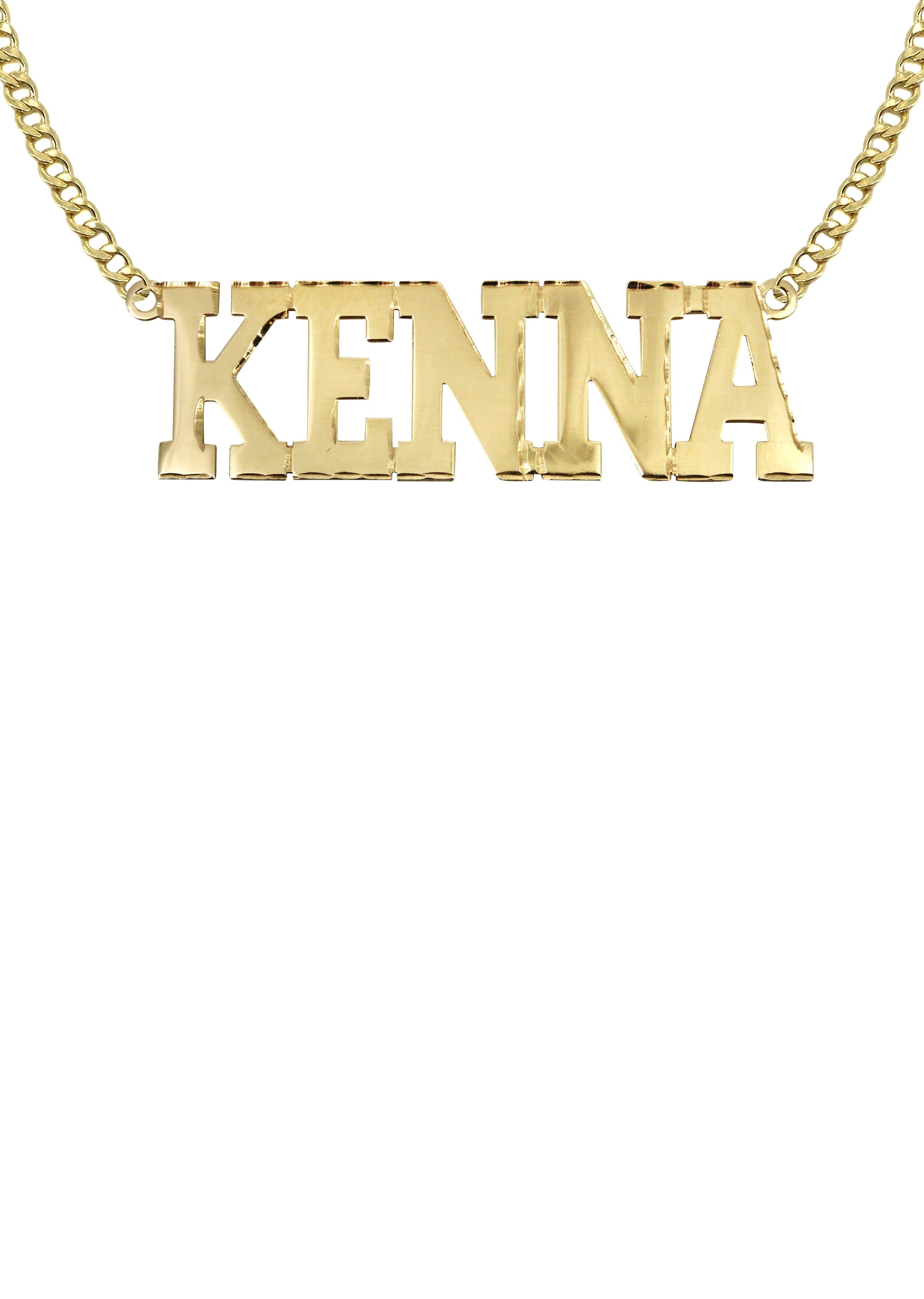 Manufacturer 16 14K Gold Diamond Cut Name Plate Necklace | Style #46