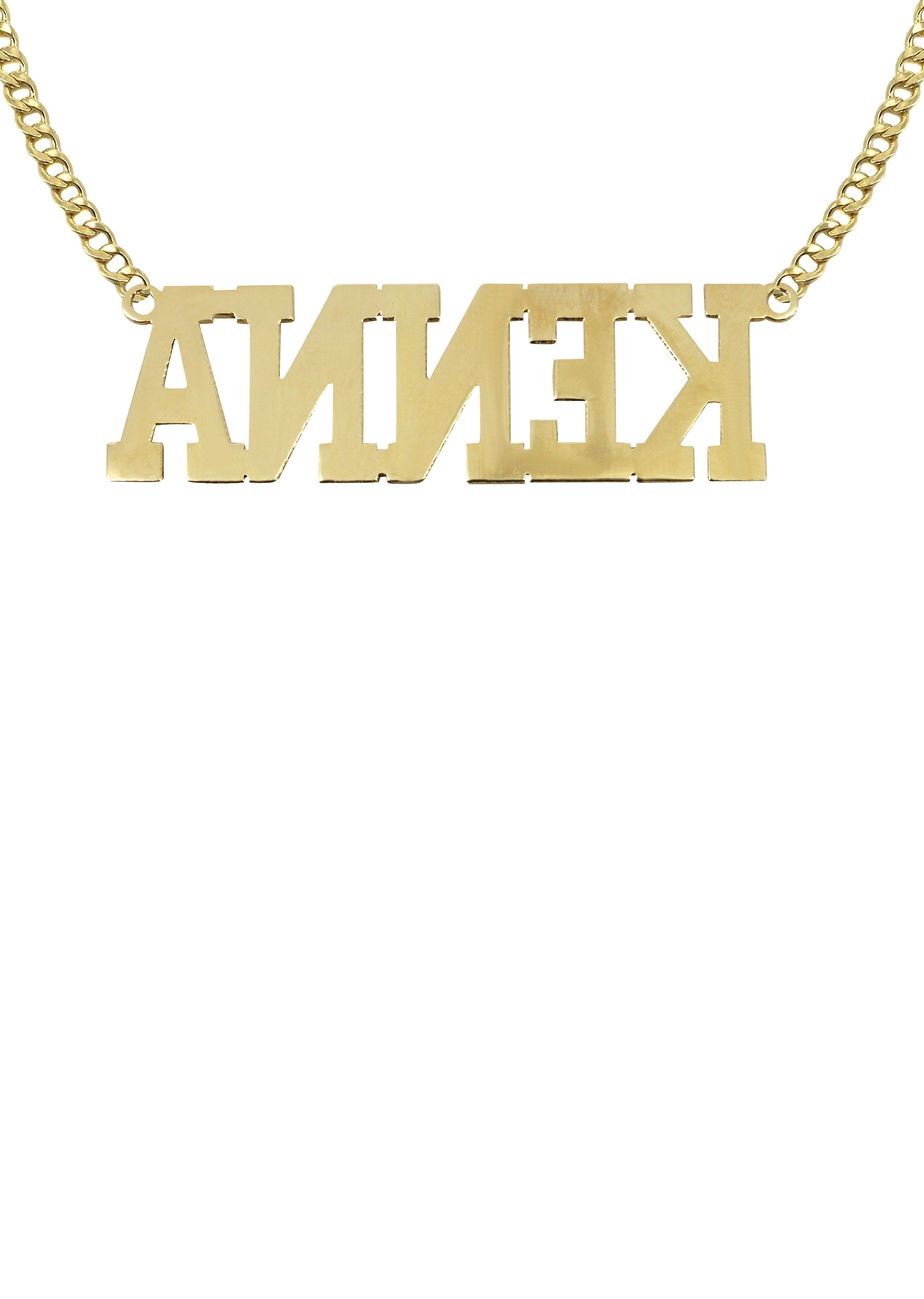 Manufacturer 16 14K Gold Diamond Cut Name Plate Necklace | Style #46