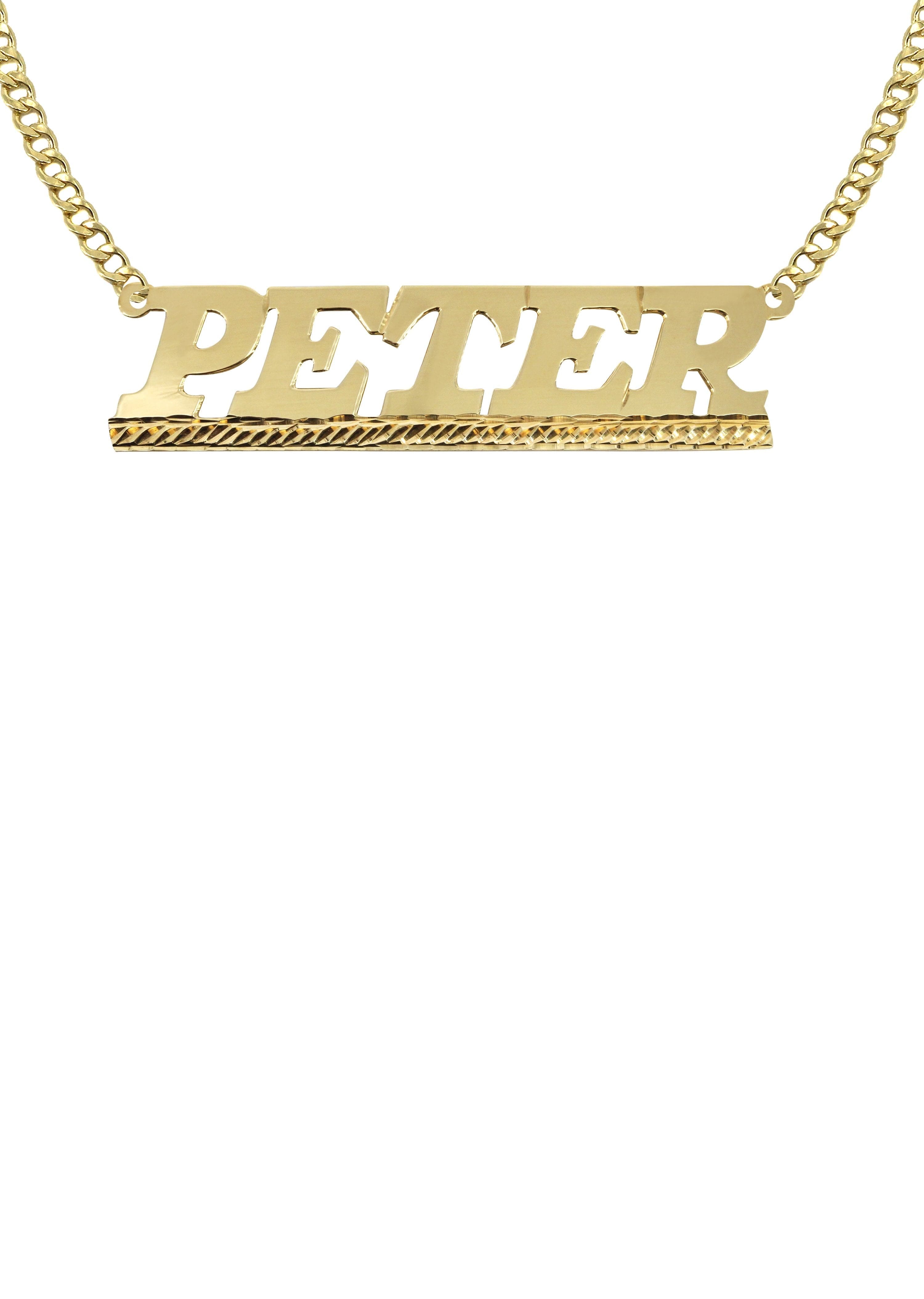 Manufacturer 16 14K Gold Diamond Cut Name Plate Necklace | Style #93