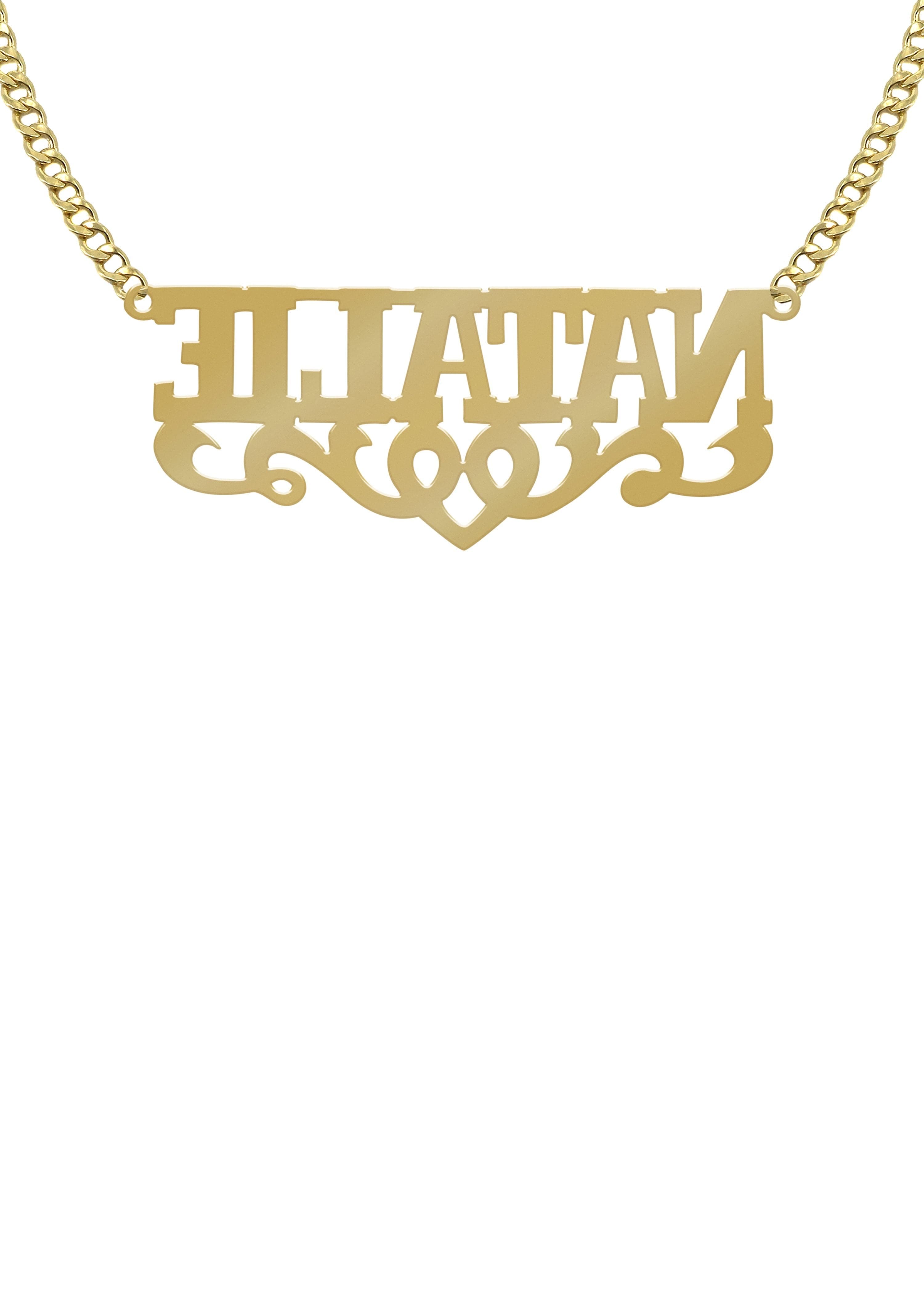 Manufacturer 16 14K Gold Diamond Cut Name Plate Necklace | Style #120