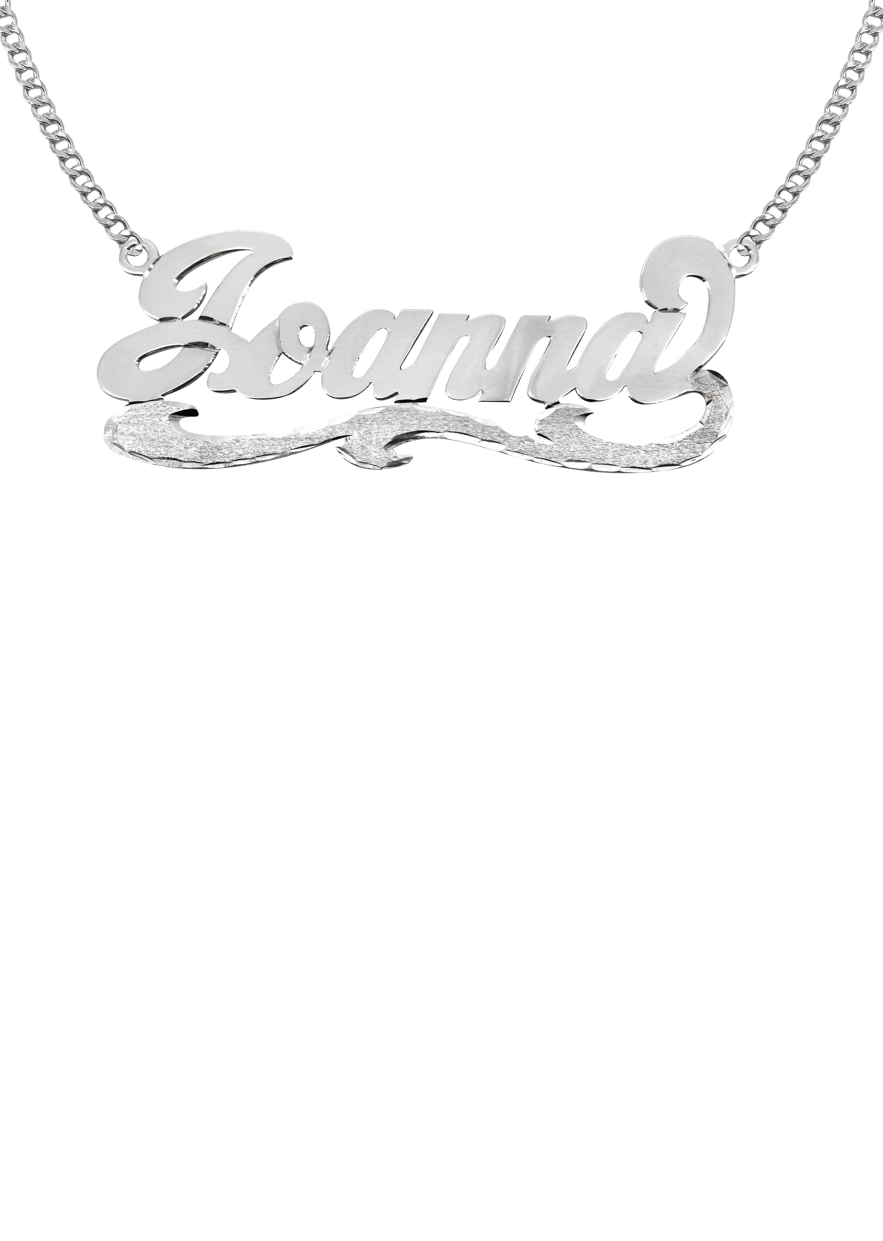 Manufacturer 16 14K White Gold Diamond Cut Name Plate Necklace | Style #31