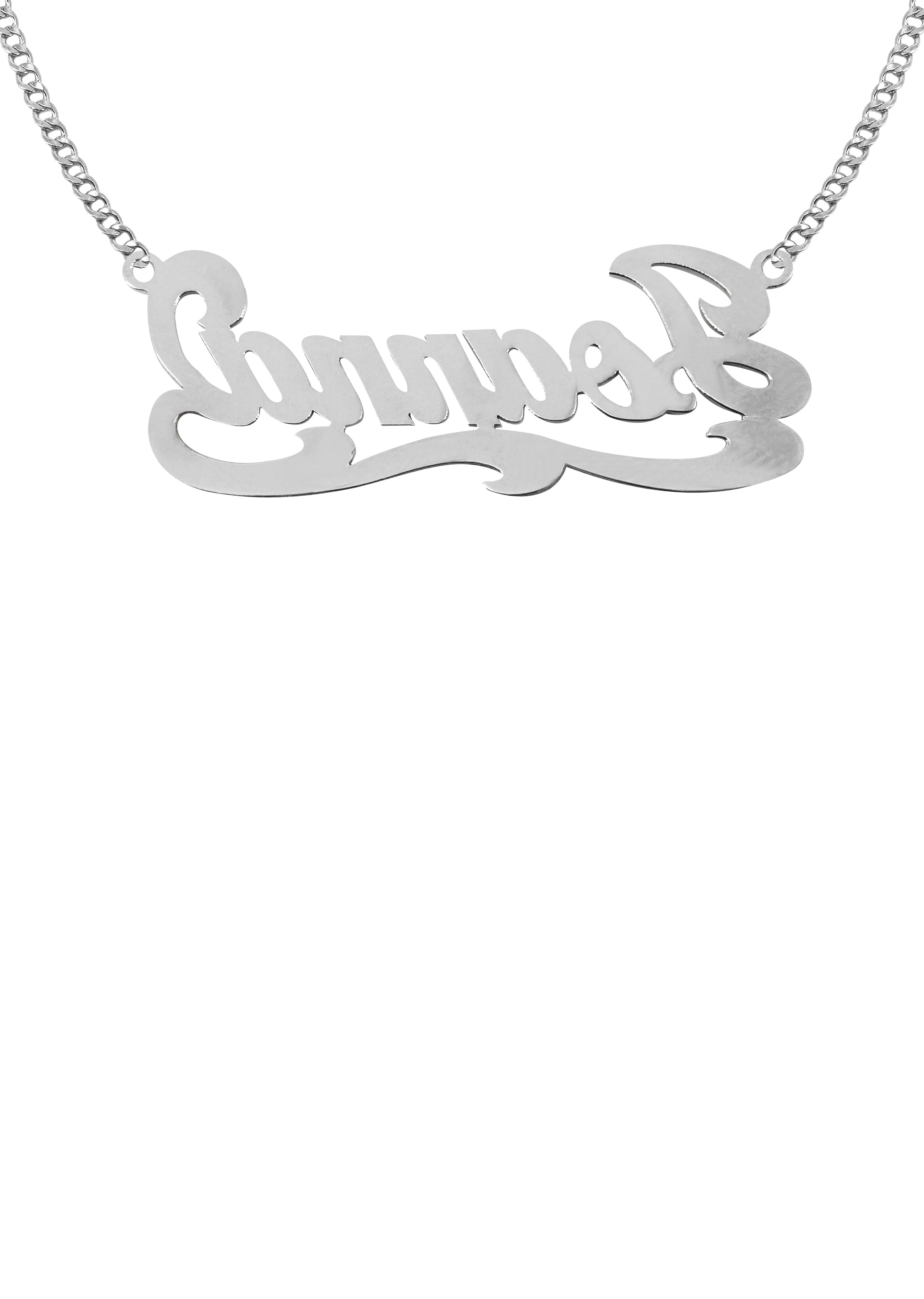 Manufacturer 16 14K White Gold Diamond Cut Name Plate Necklace | Style #31