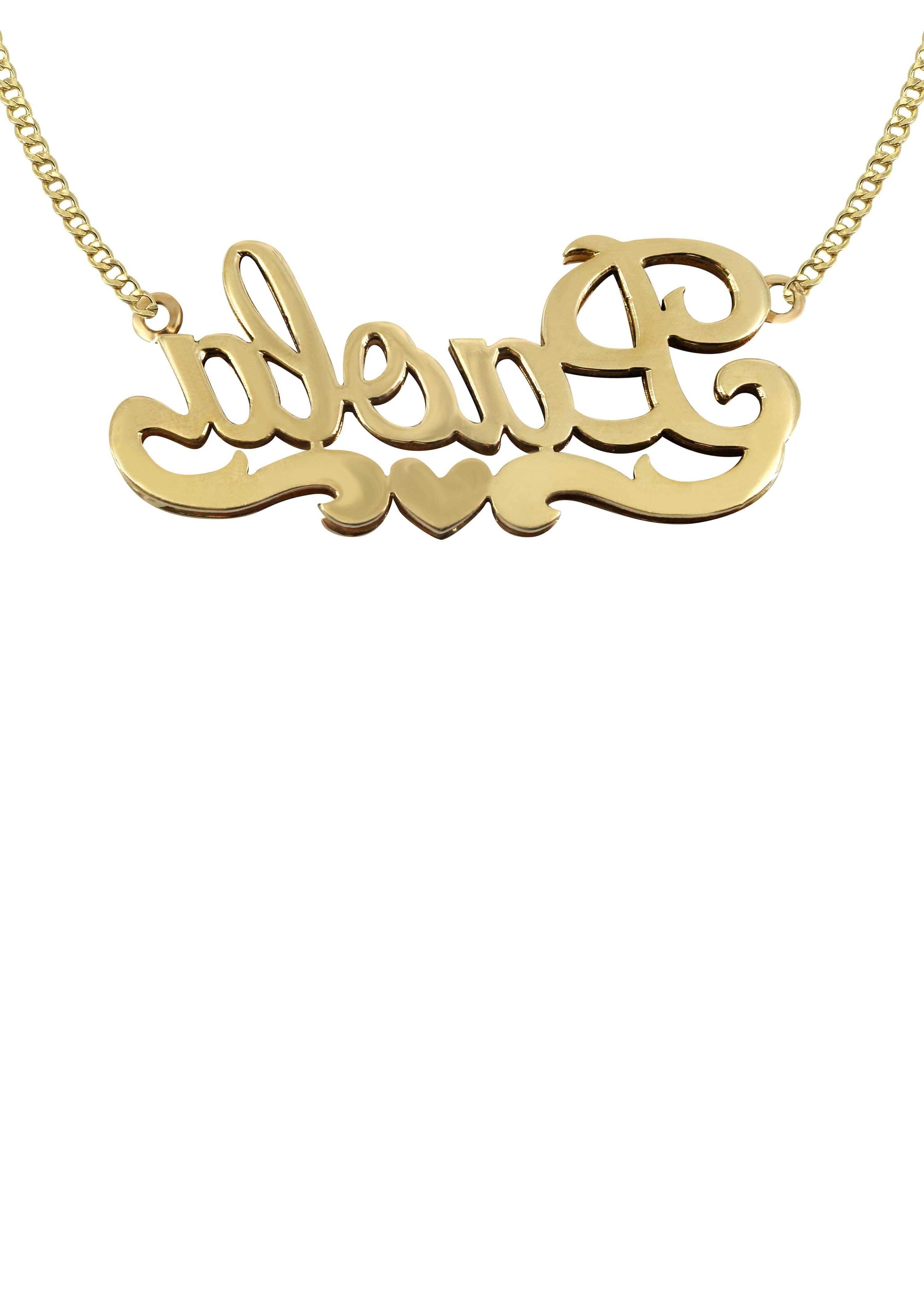 Manufacturer 16 14K Gold Heart Name Plate Necklace | Style #20