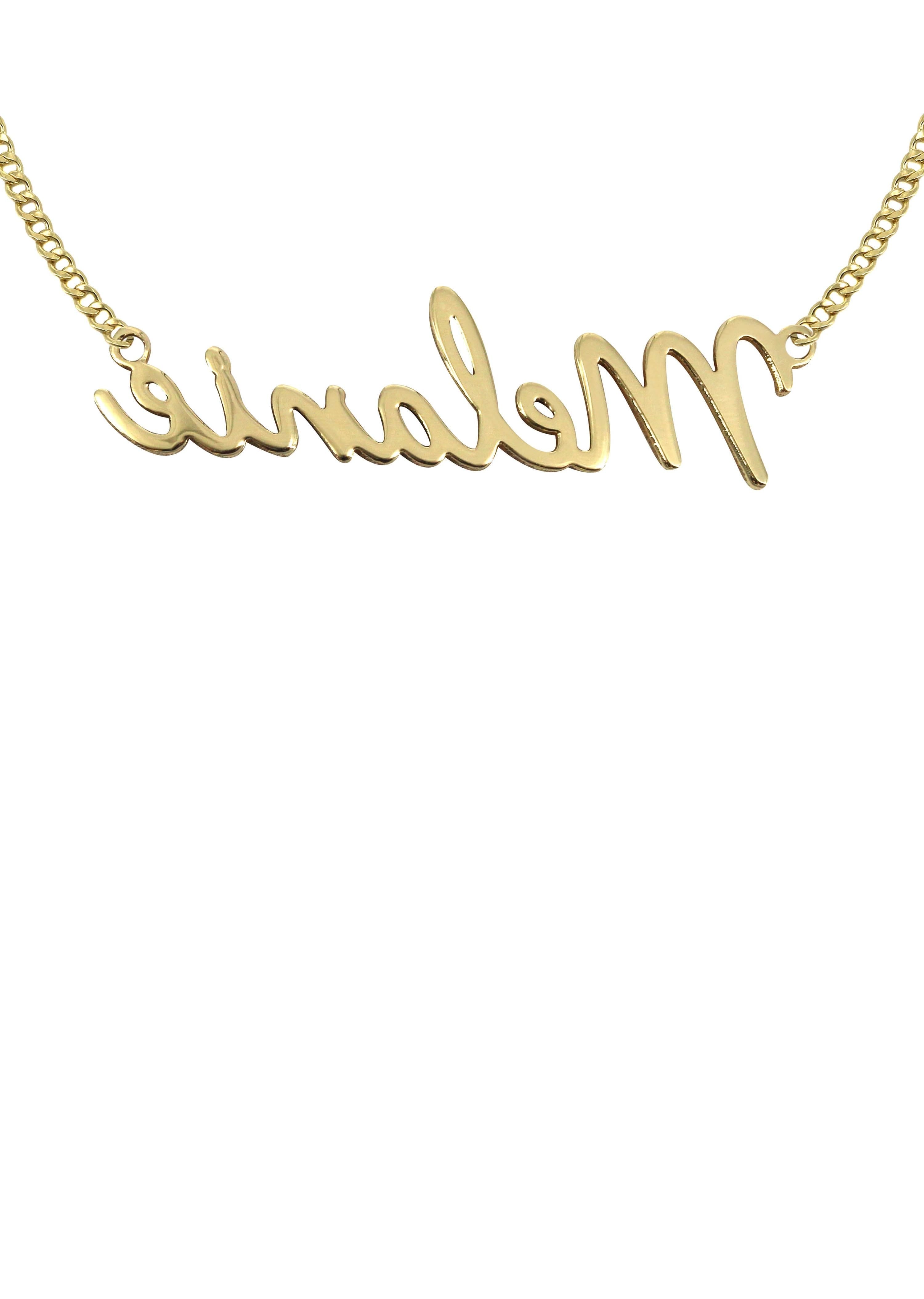 Manufacturer 16 14K Gold Script Name Plate Necklace | Style #5