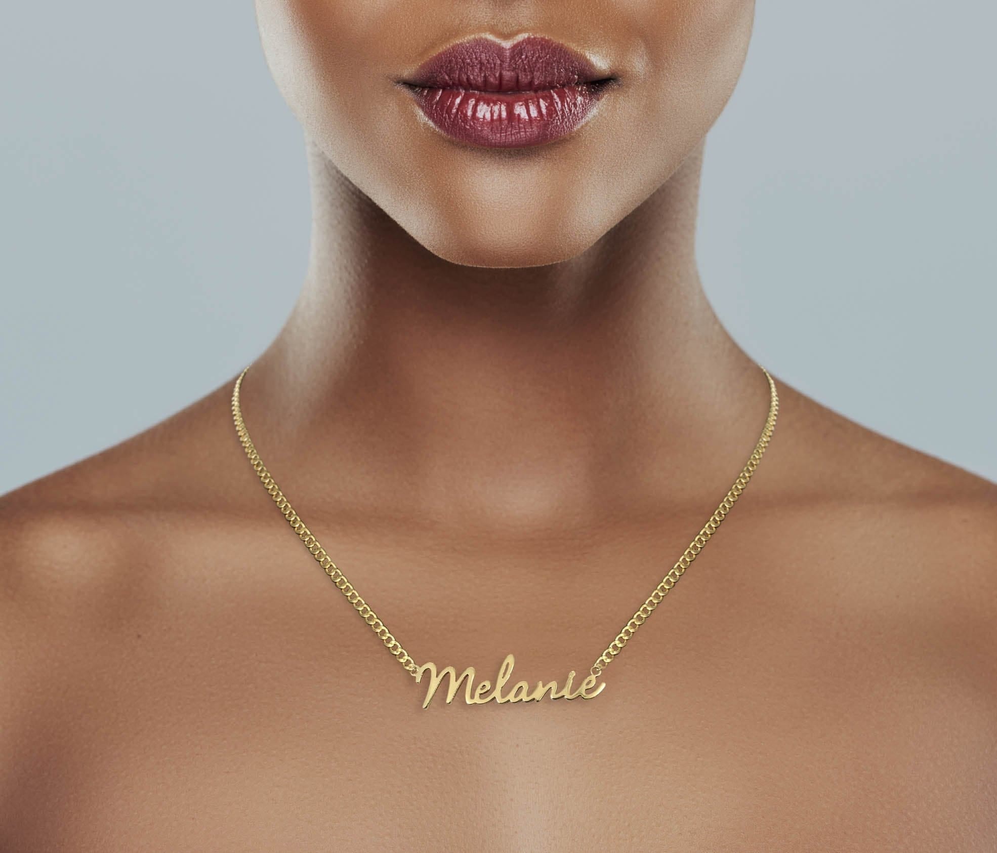 Manufacturer 16 14K Gold Script Name Plate Necklace | Style #5
