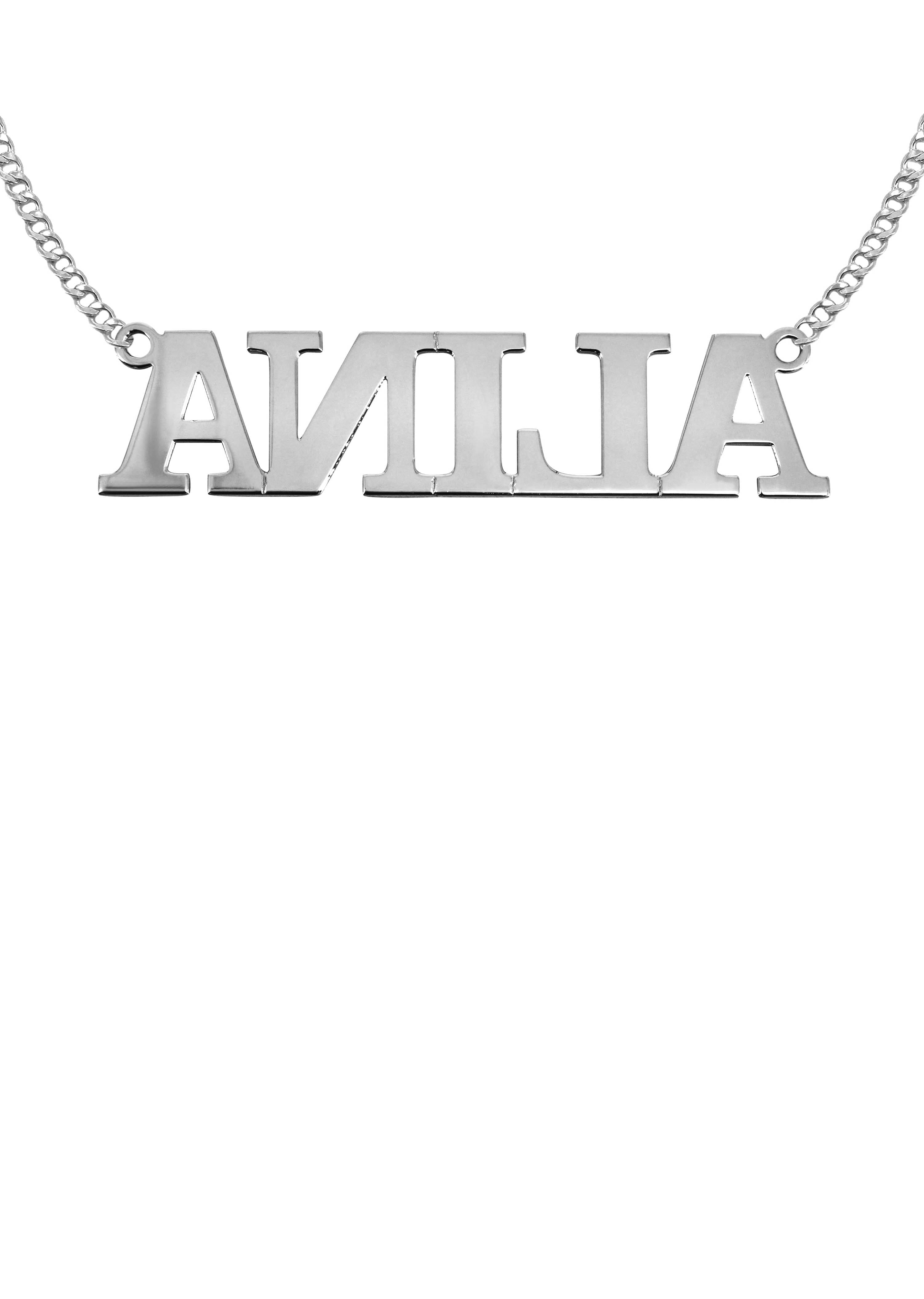 Manufacturer 16 14K White Gold Name Plate Necklace | Style #81