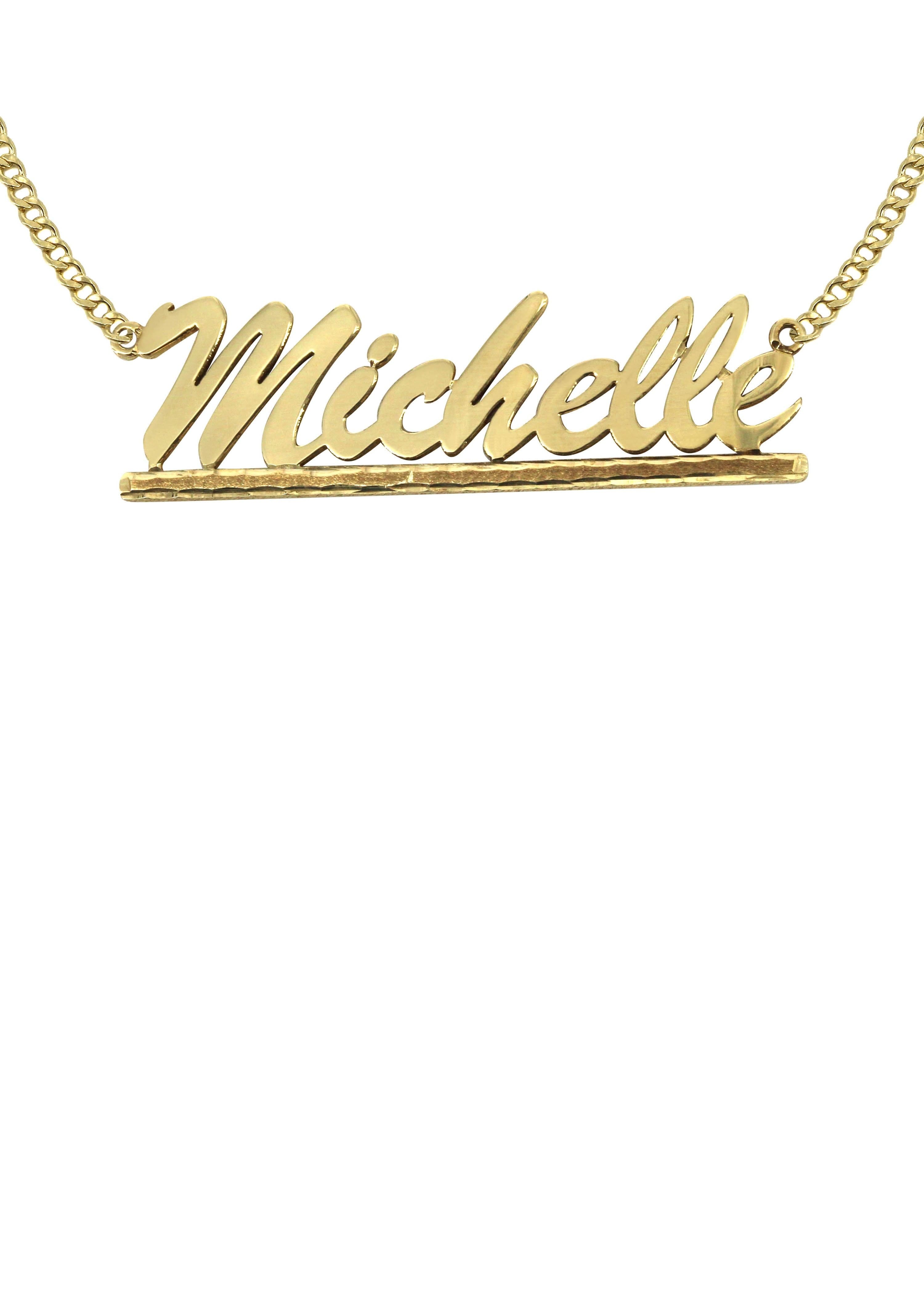 Manufacturer 16 14K Gold Diamond Cut Name Plate Necklace | Style #41