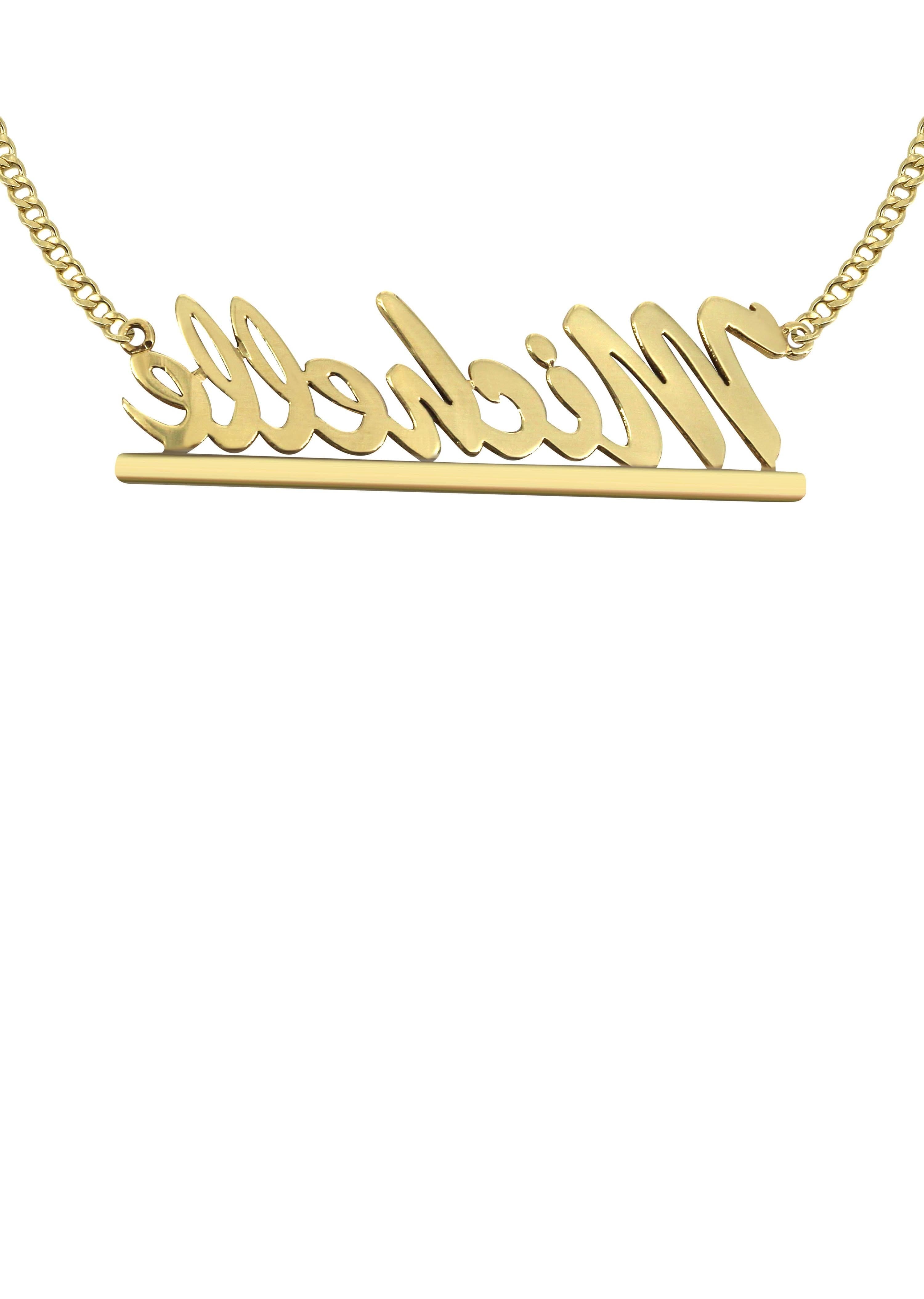 Manufacturer 16 14K Gold Diamond Cut Name Plate Necklace | Style #41