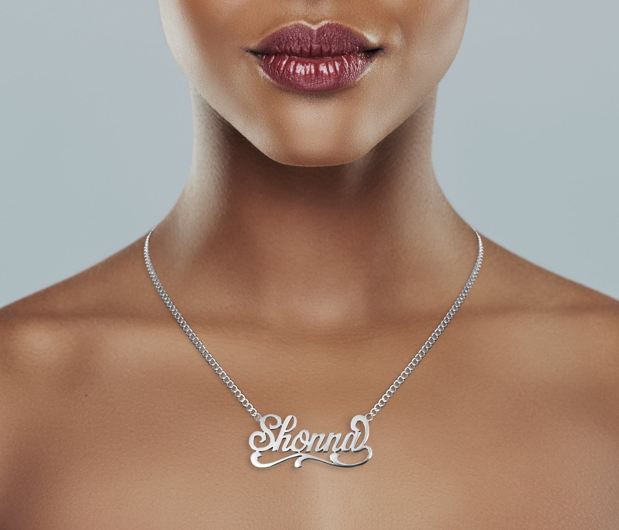 Manufacturer 16 14K White Gold Name Plate Necklace | Style #123
