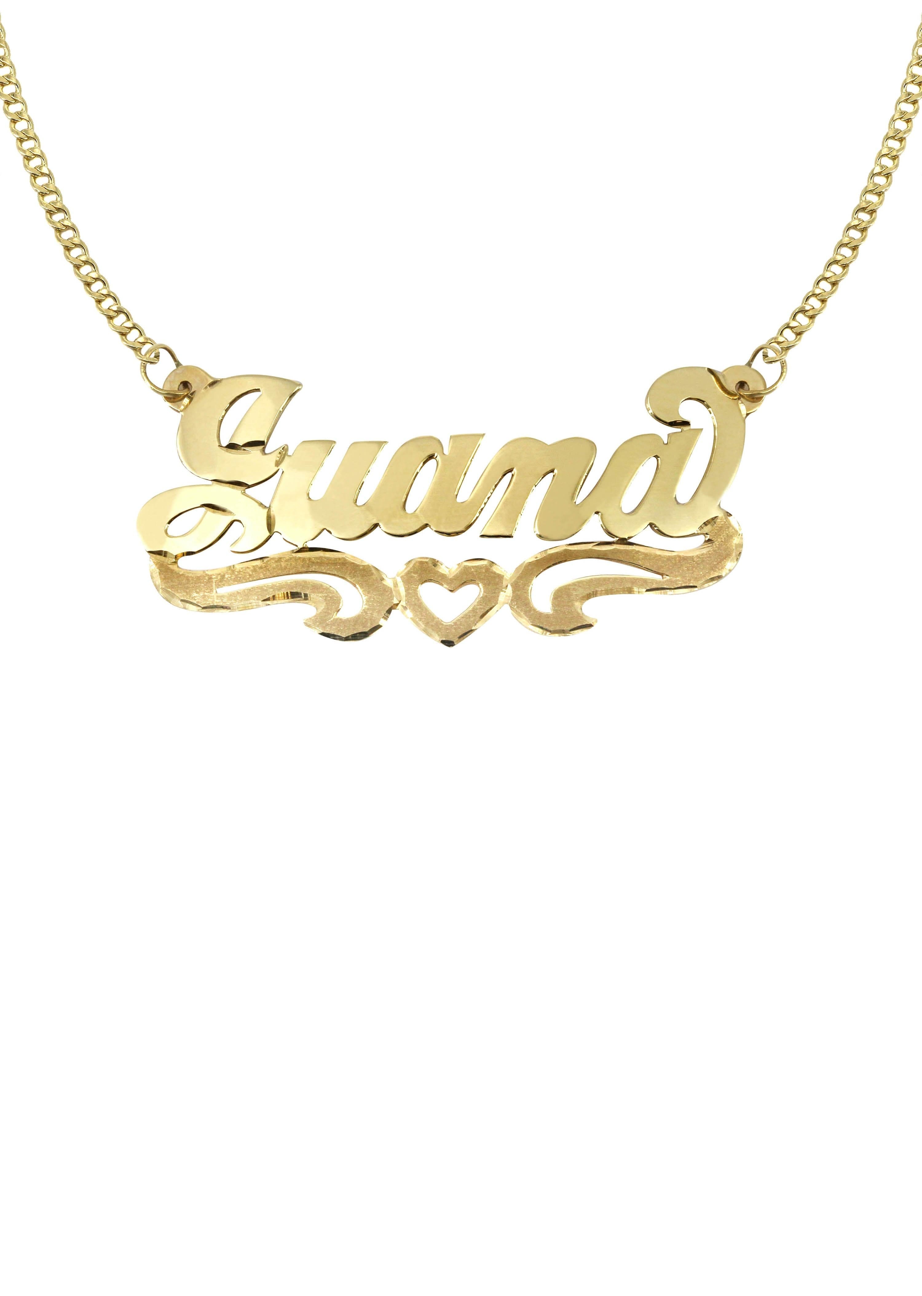 Manufacturer 16 14K Gold Diamond Cut Heart Name Plate Necklace | Style #47
