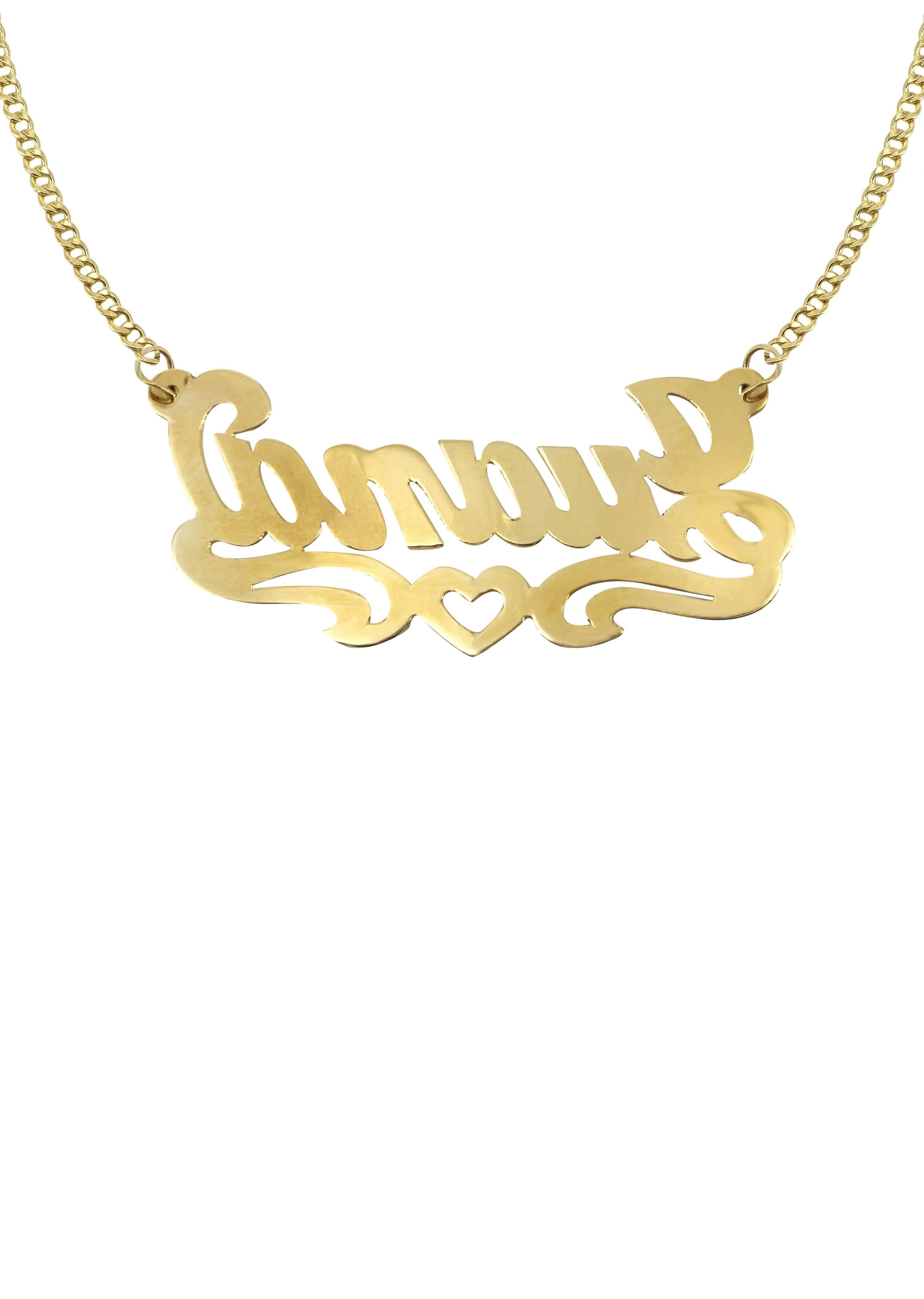 Manufacturer 16 14K Gold Diamond Cut Heart Name Plate Necklace | Style #47