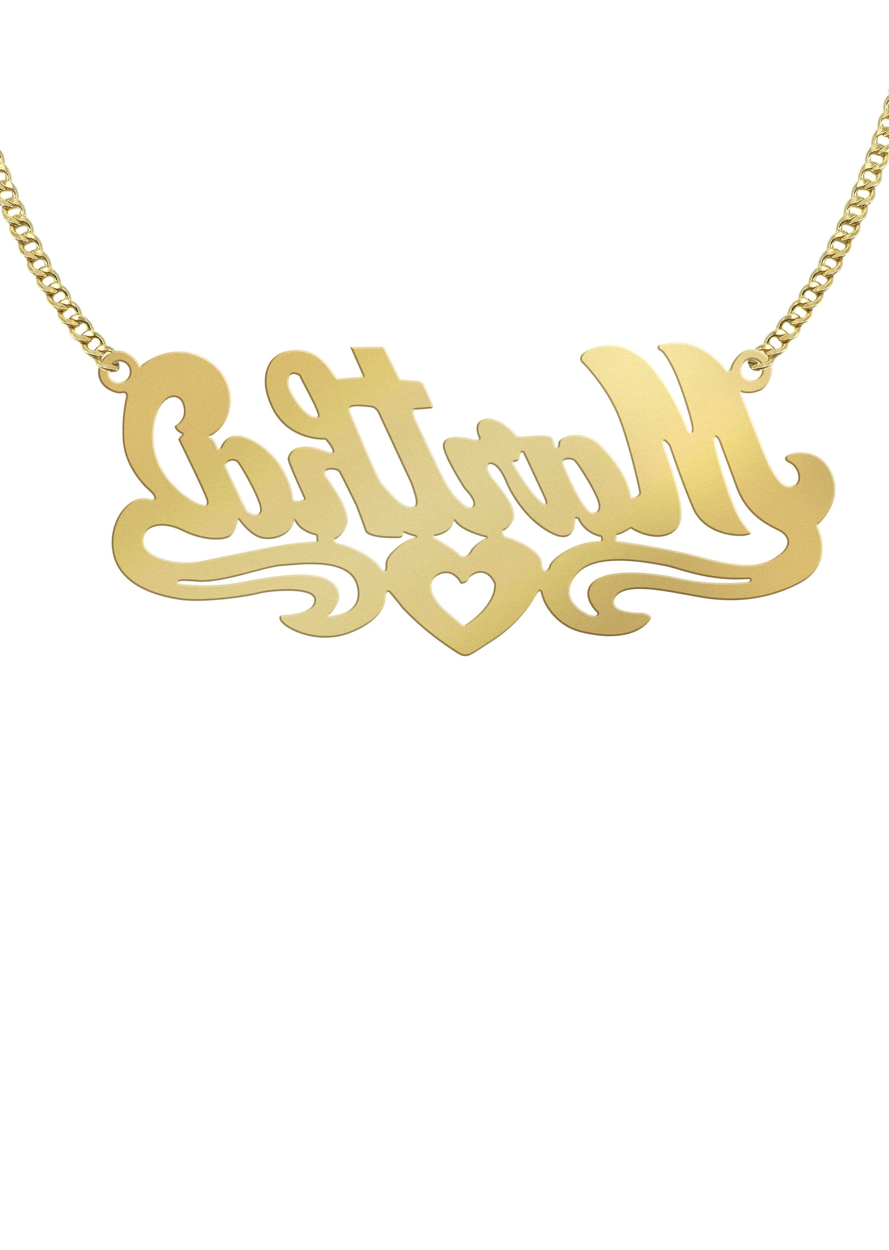 Manufacturer 16 14K Gold Diamond Cut Heart Name Plate Necklace | Style #12
