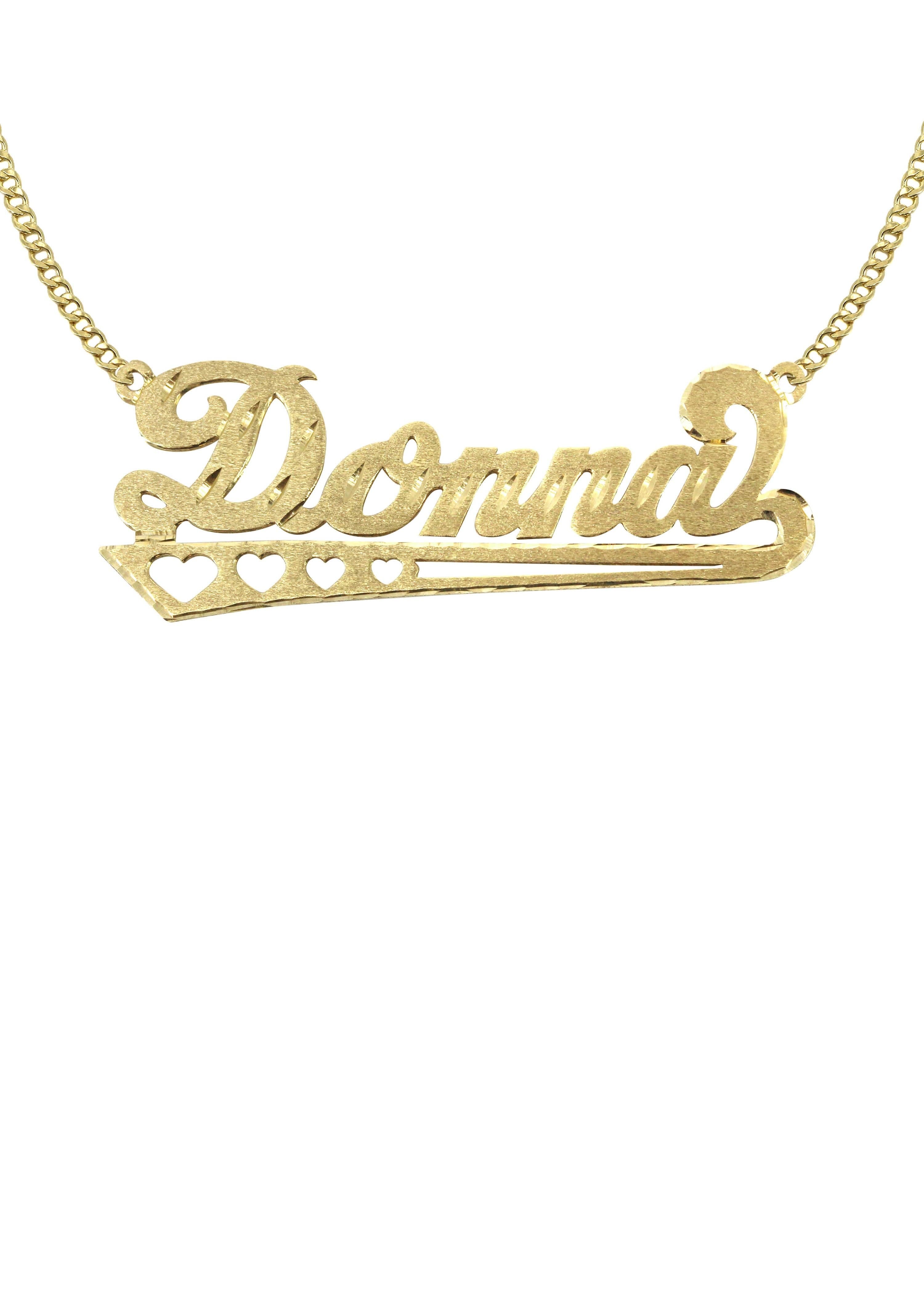 Manufacturer 16 14K Gold Diamond Cut Heart Name Plate Necklace | Style #33