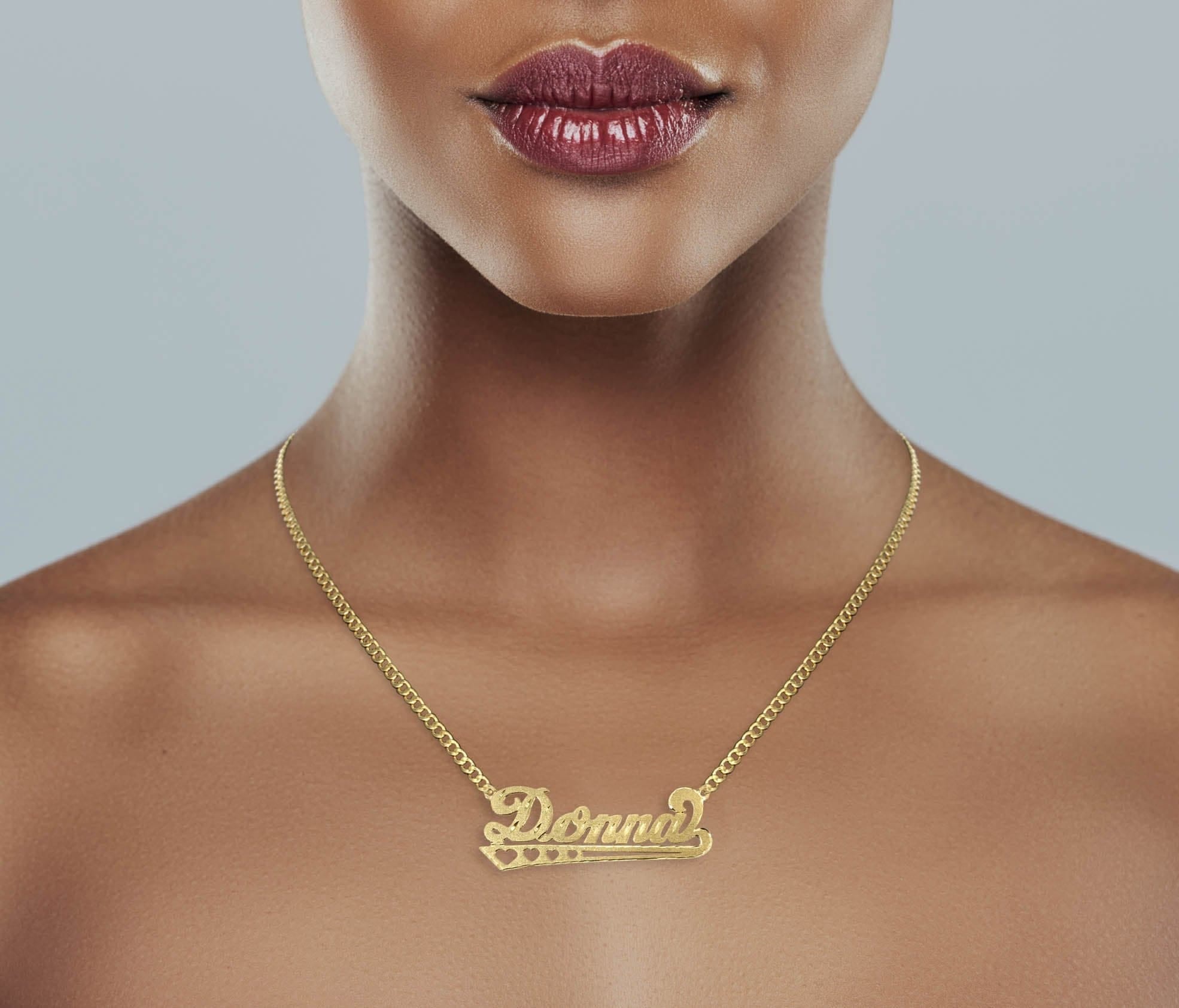 Manufacturer 16 14K Gold Diamond Cut Heart Name Plate Necklace | Style #33