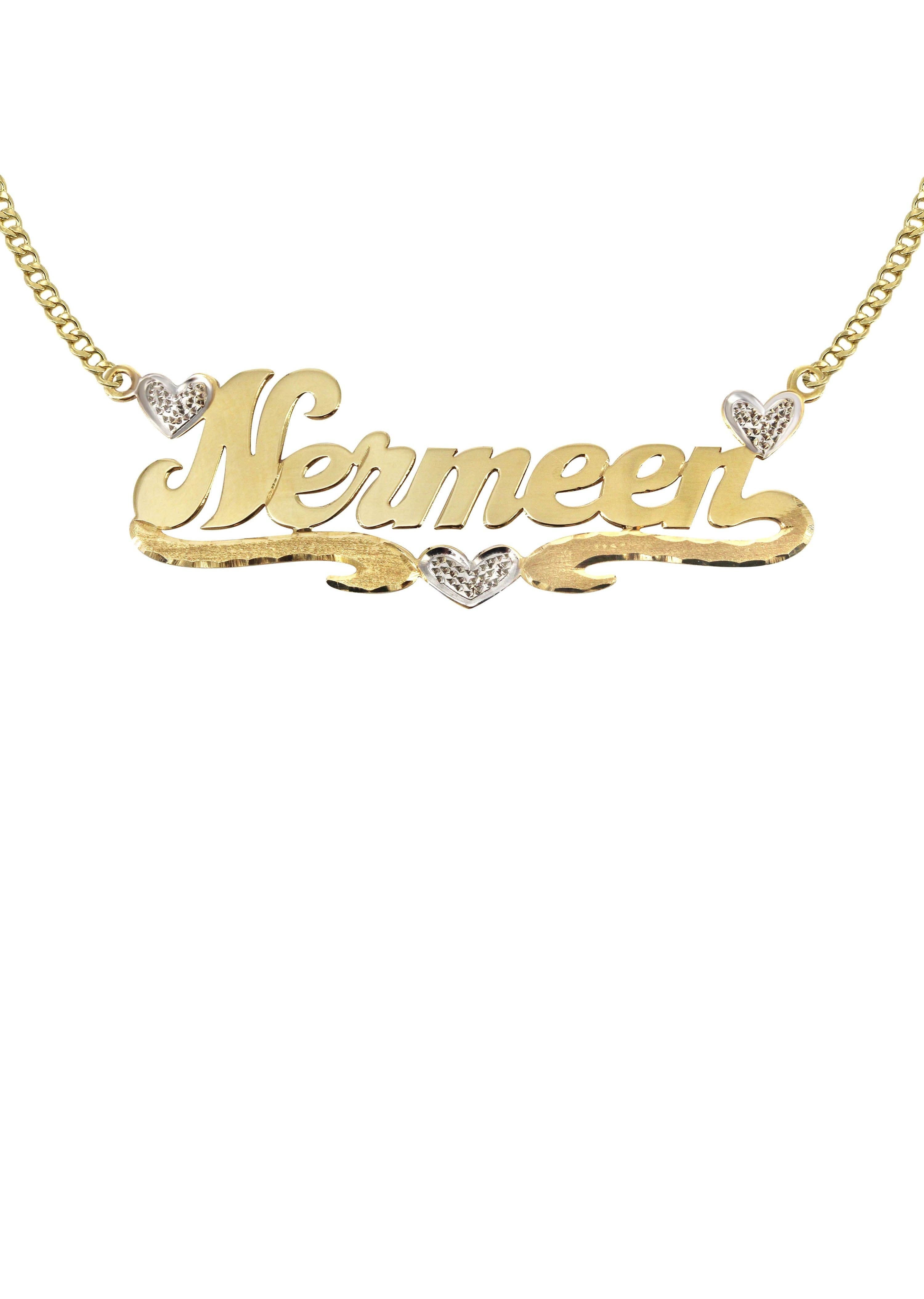 Manufacturer 16 14K Gold Two Tone Hearts Name Plate Necklace | Style #23