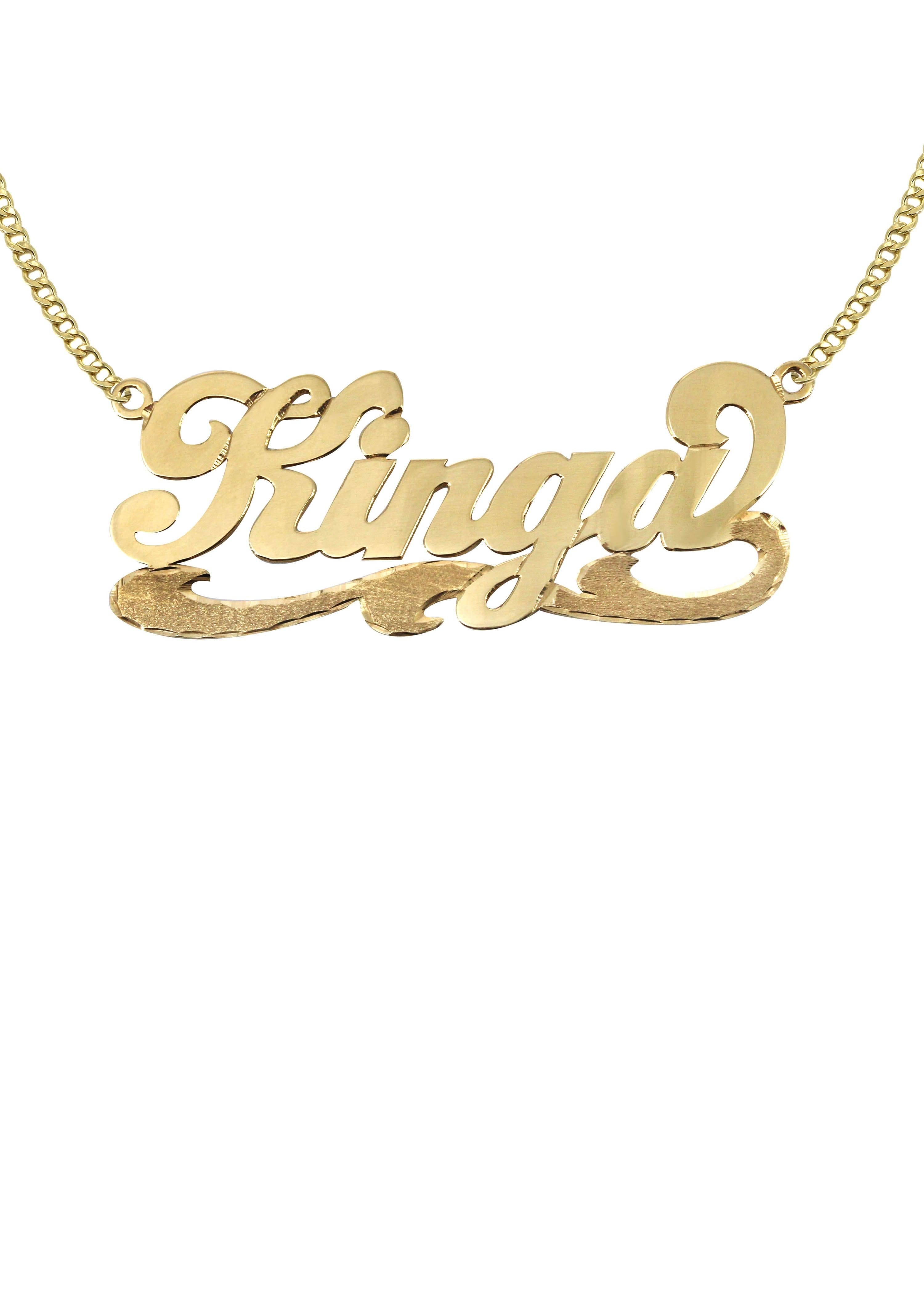 Manufacturer 16 14K Gold Plain with Diamond Cut Name Plate Necklace | Style #86